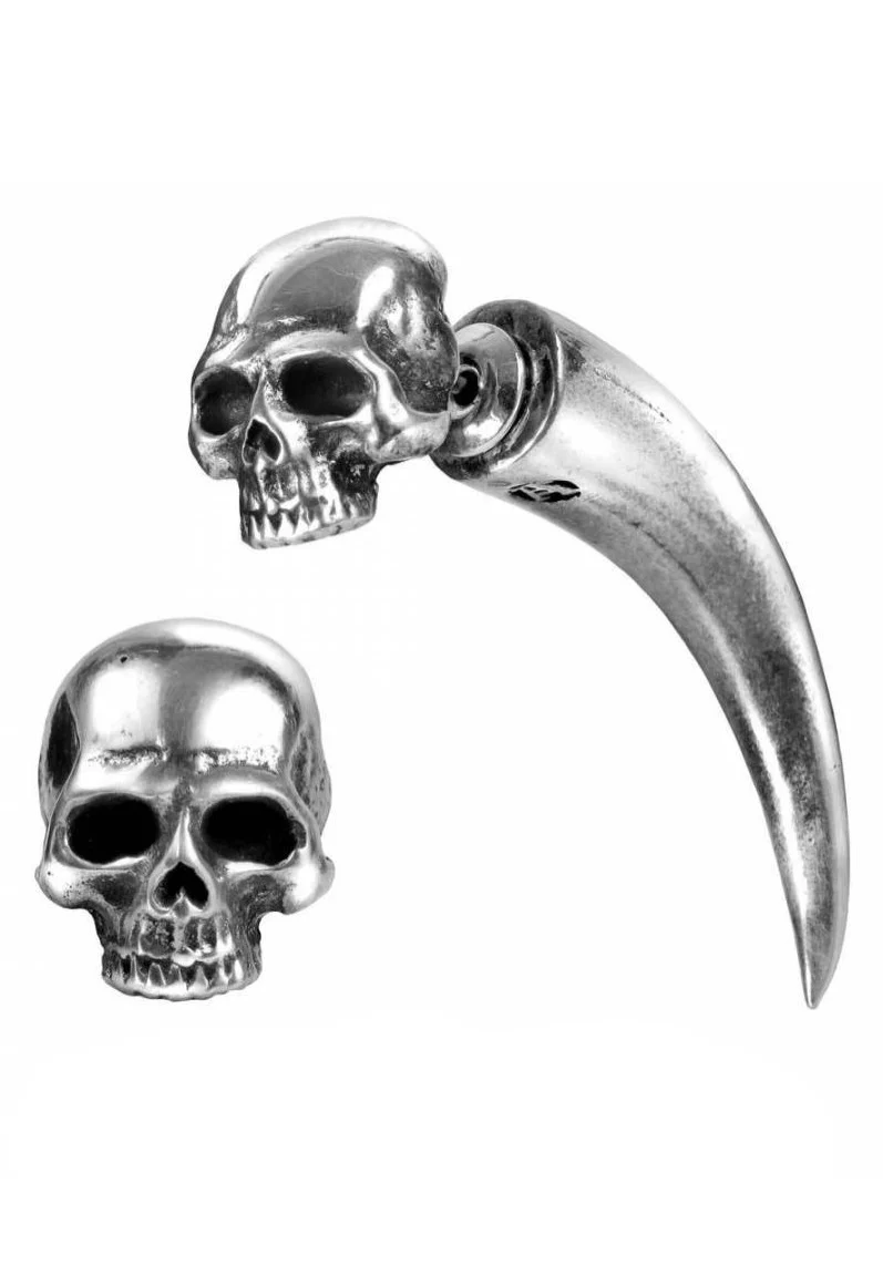 Tomb Skull Horn Silver - Earring - Image 7