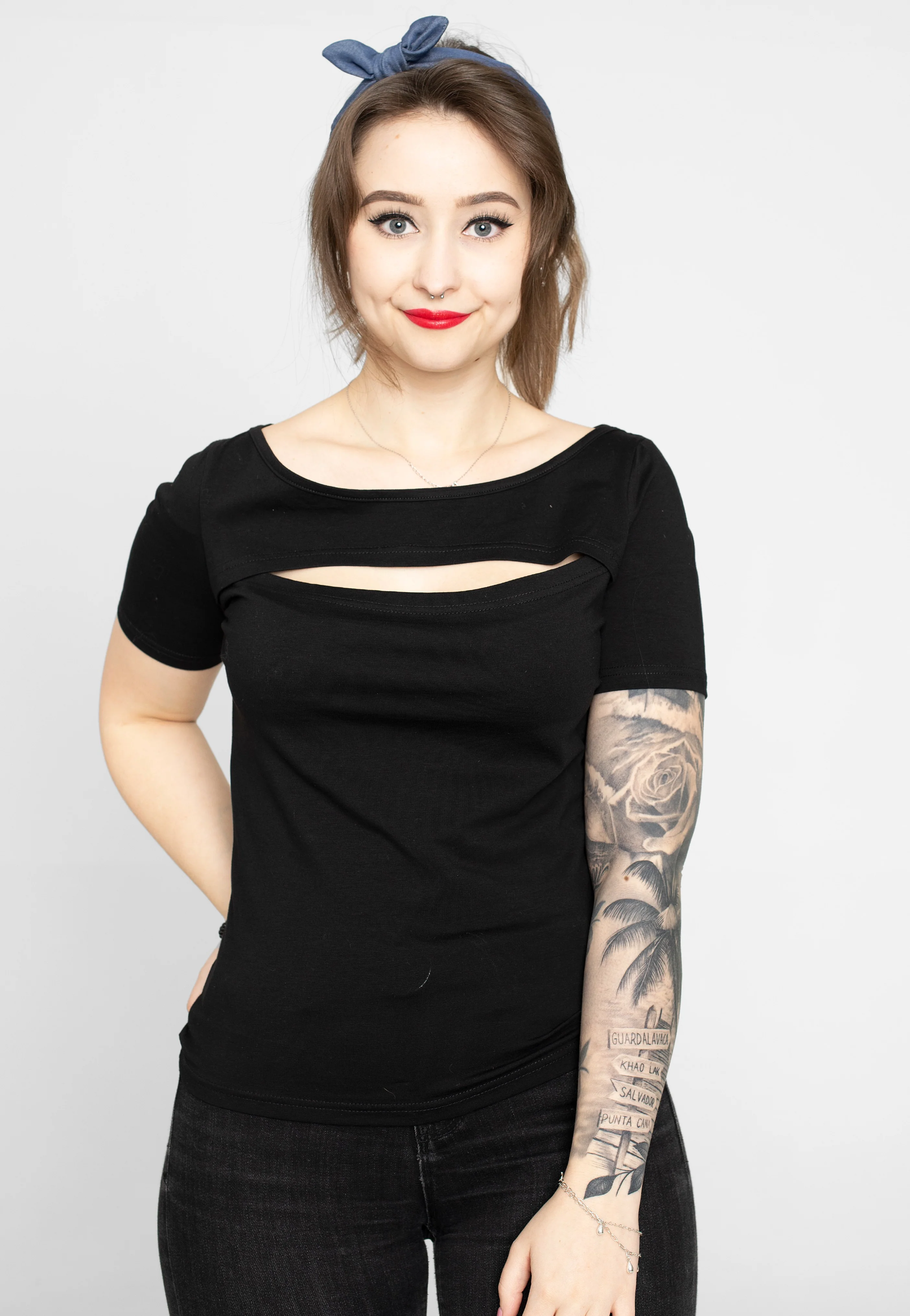Rose Jersey Black - Top
