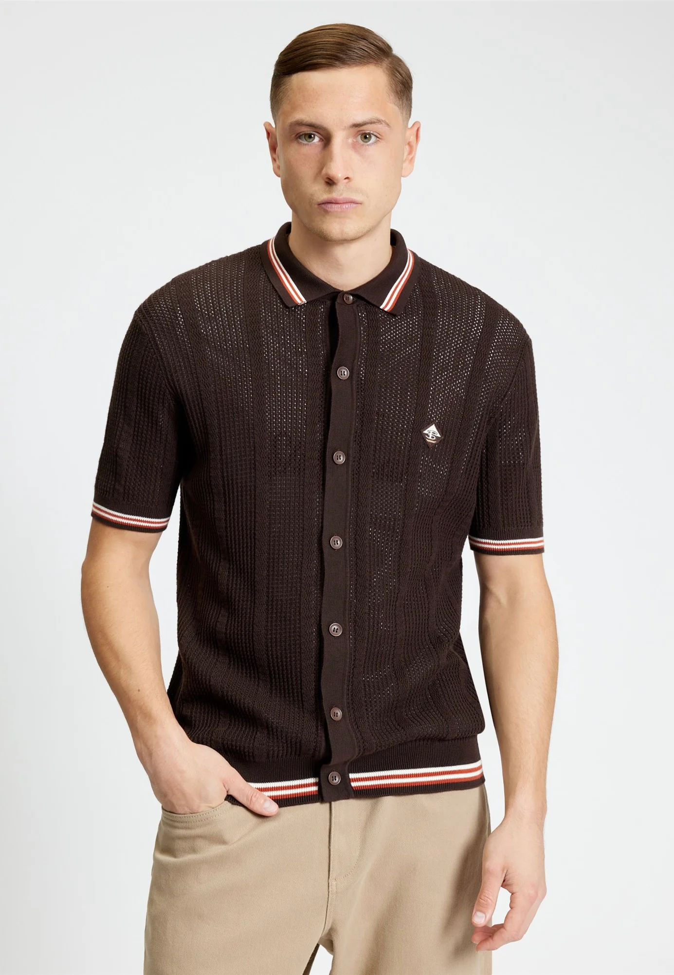 Open Texture Button Through Coffee - Shirt - Image 3