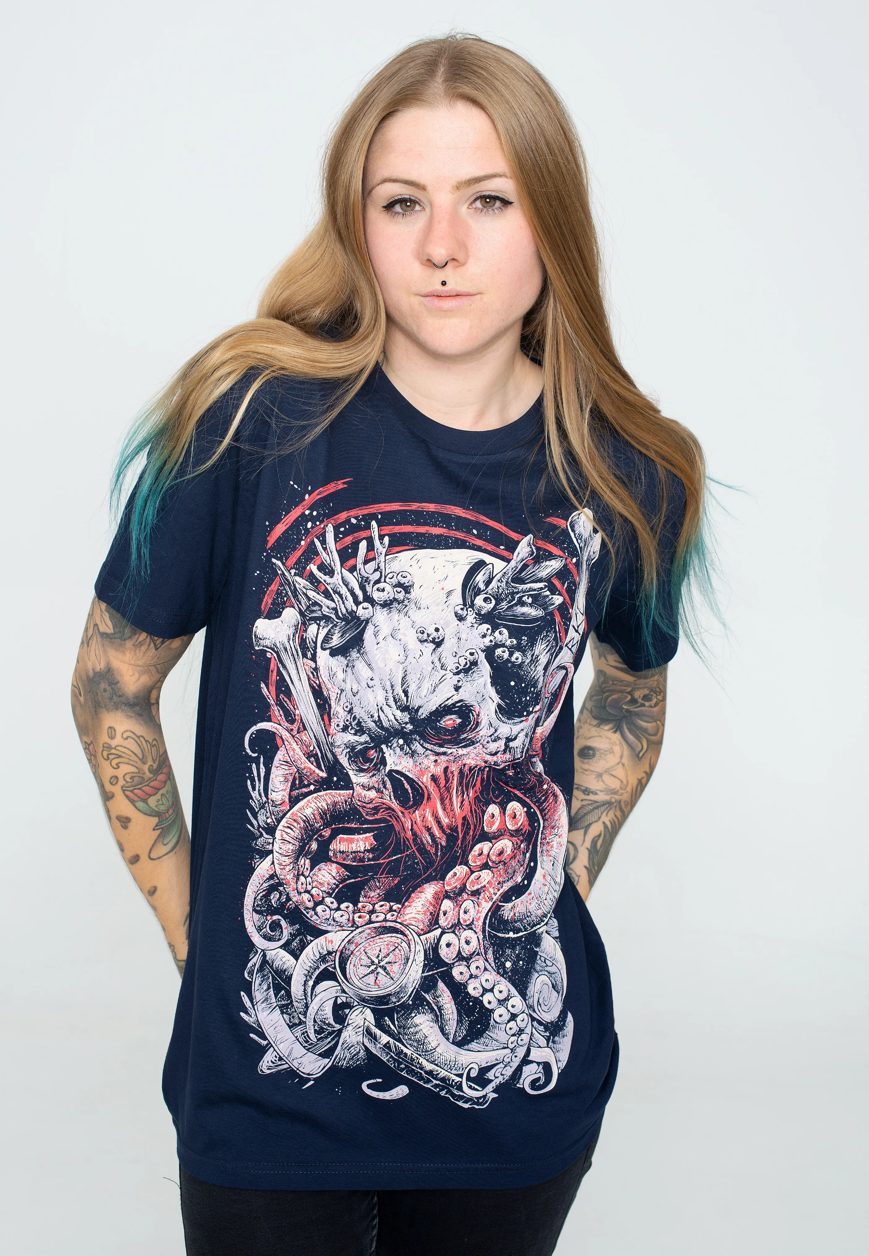 Octoskull Navy - T-Shirt