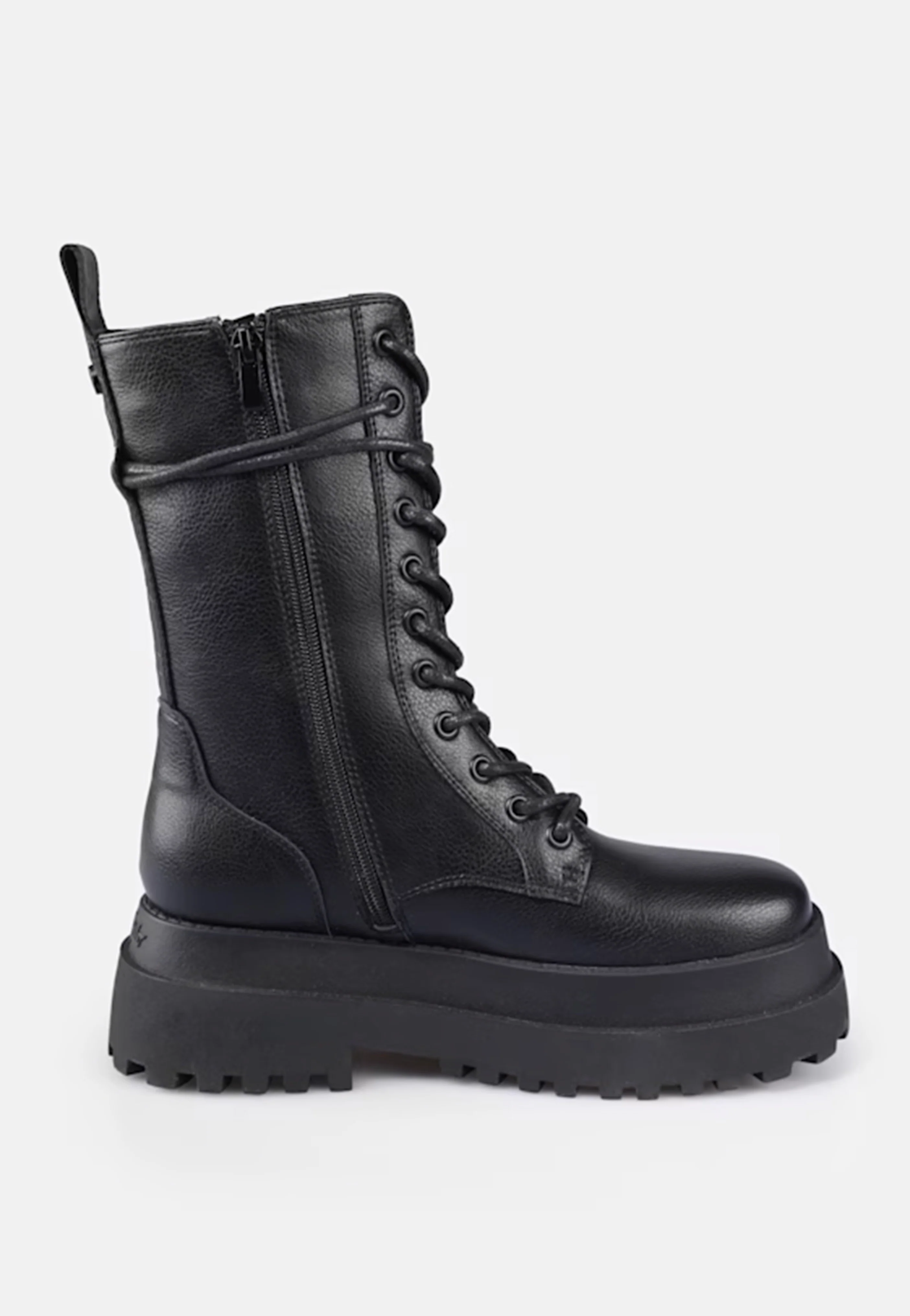 Pluto Lace Up Mid Vegan Nappa Black - Girl Shoes - Image 8