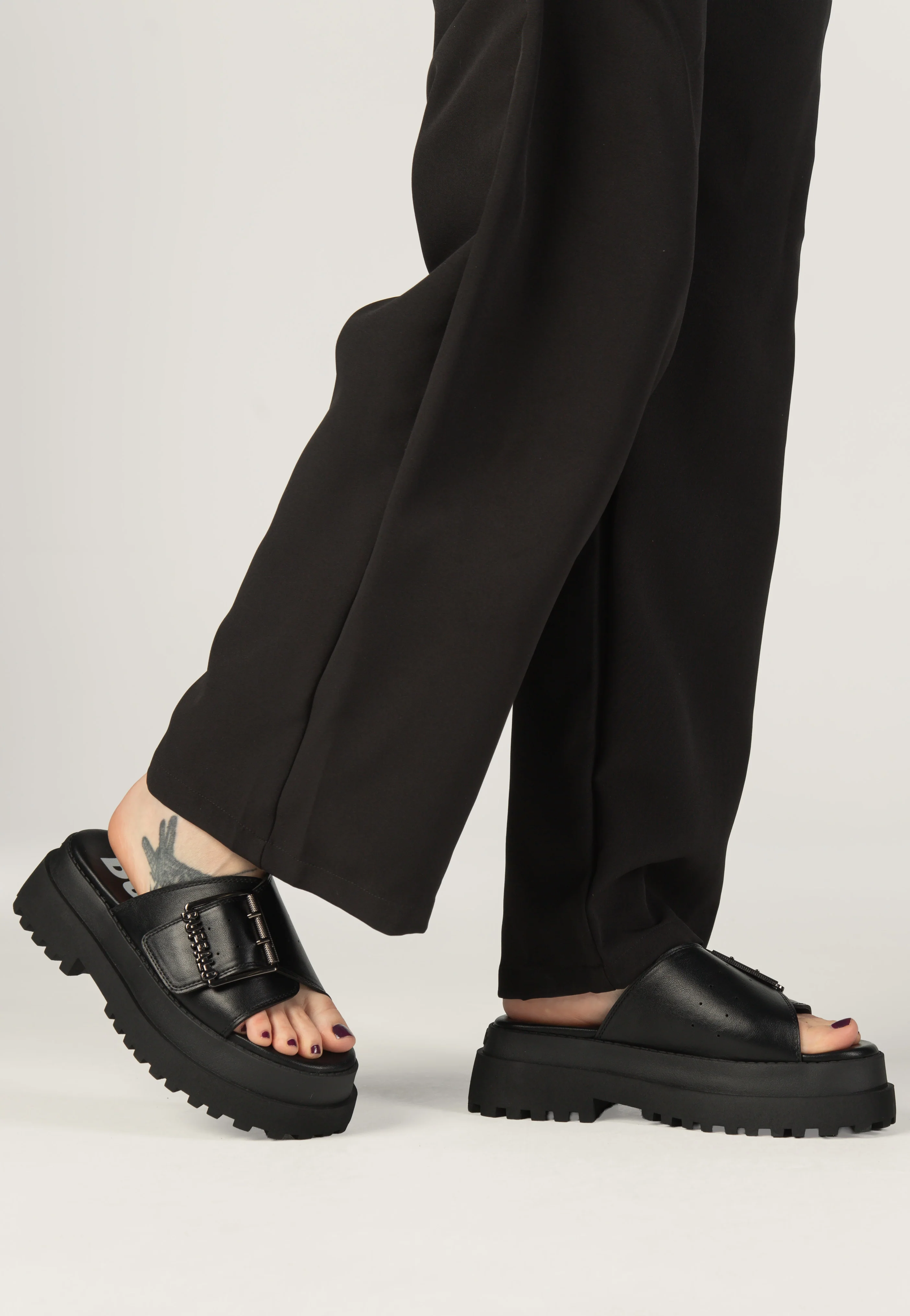 Pluto Slide Buckle Vegan Nappa Black - Girl Sandals - Image 6