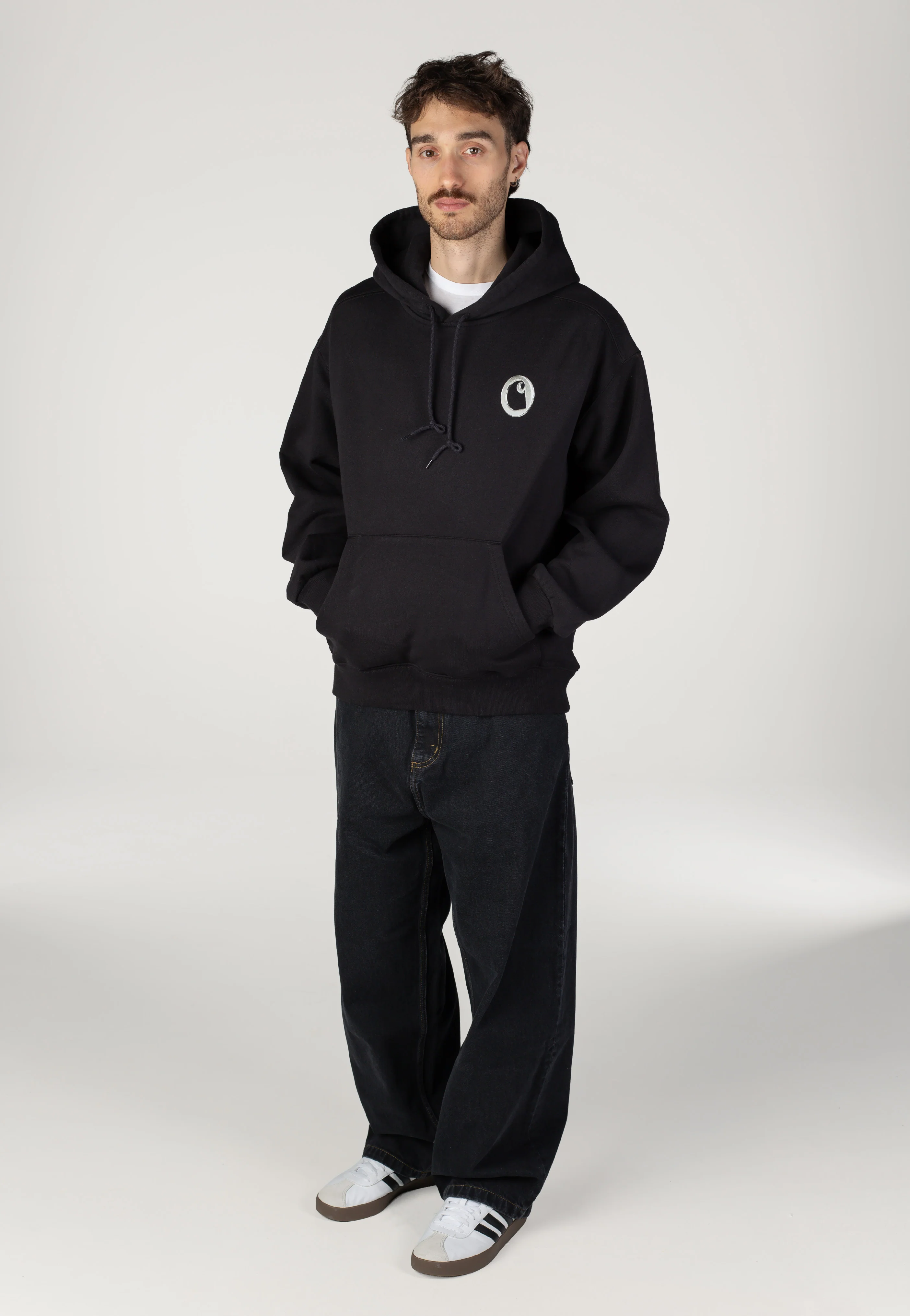Hooded Charm Link Stone Washed Black/Silver - Hoodie - Image 3