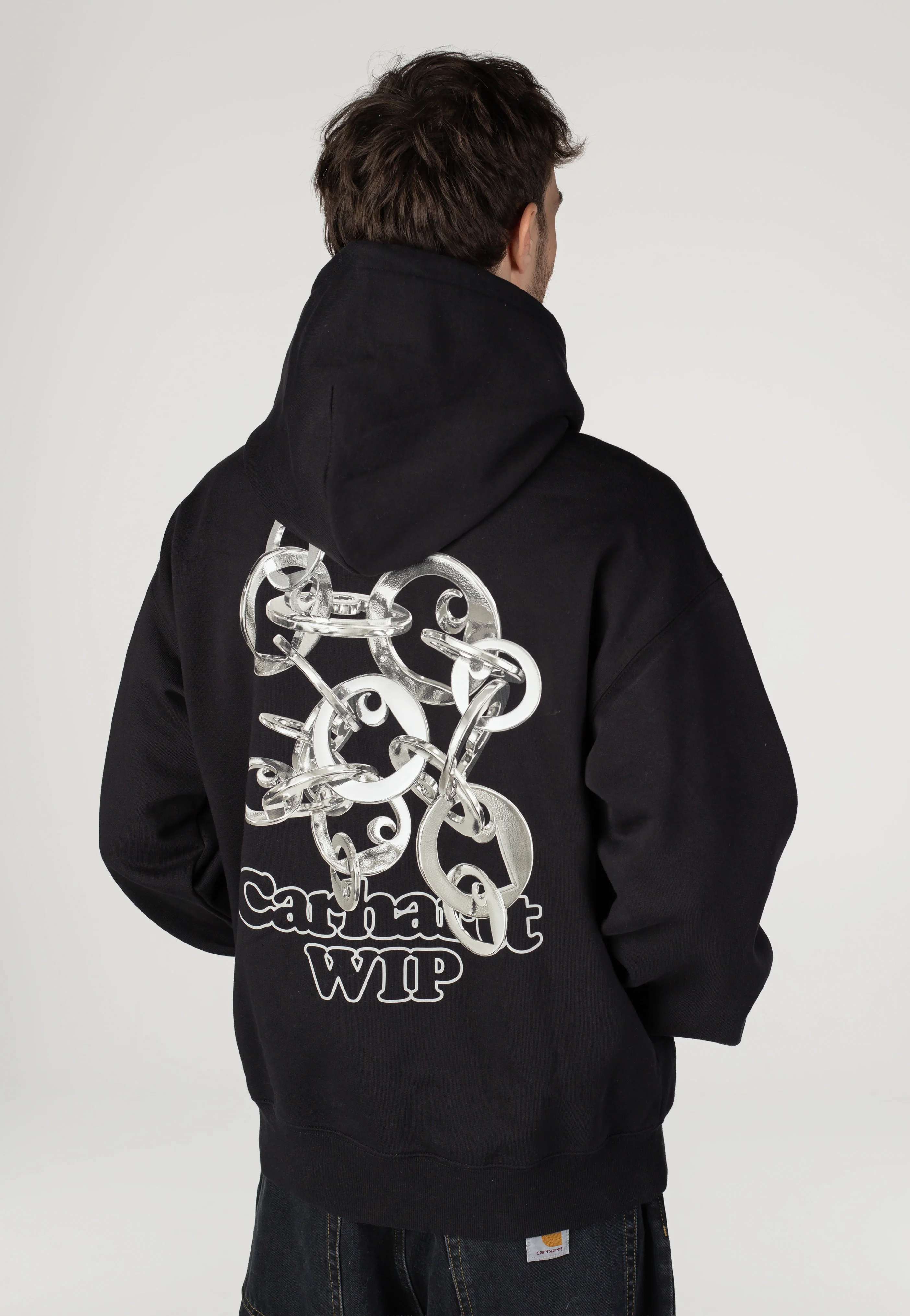 Hooded Charm Link Stone Washed Black/Silver - Hoodie - Image 9