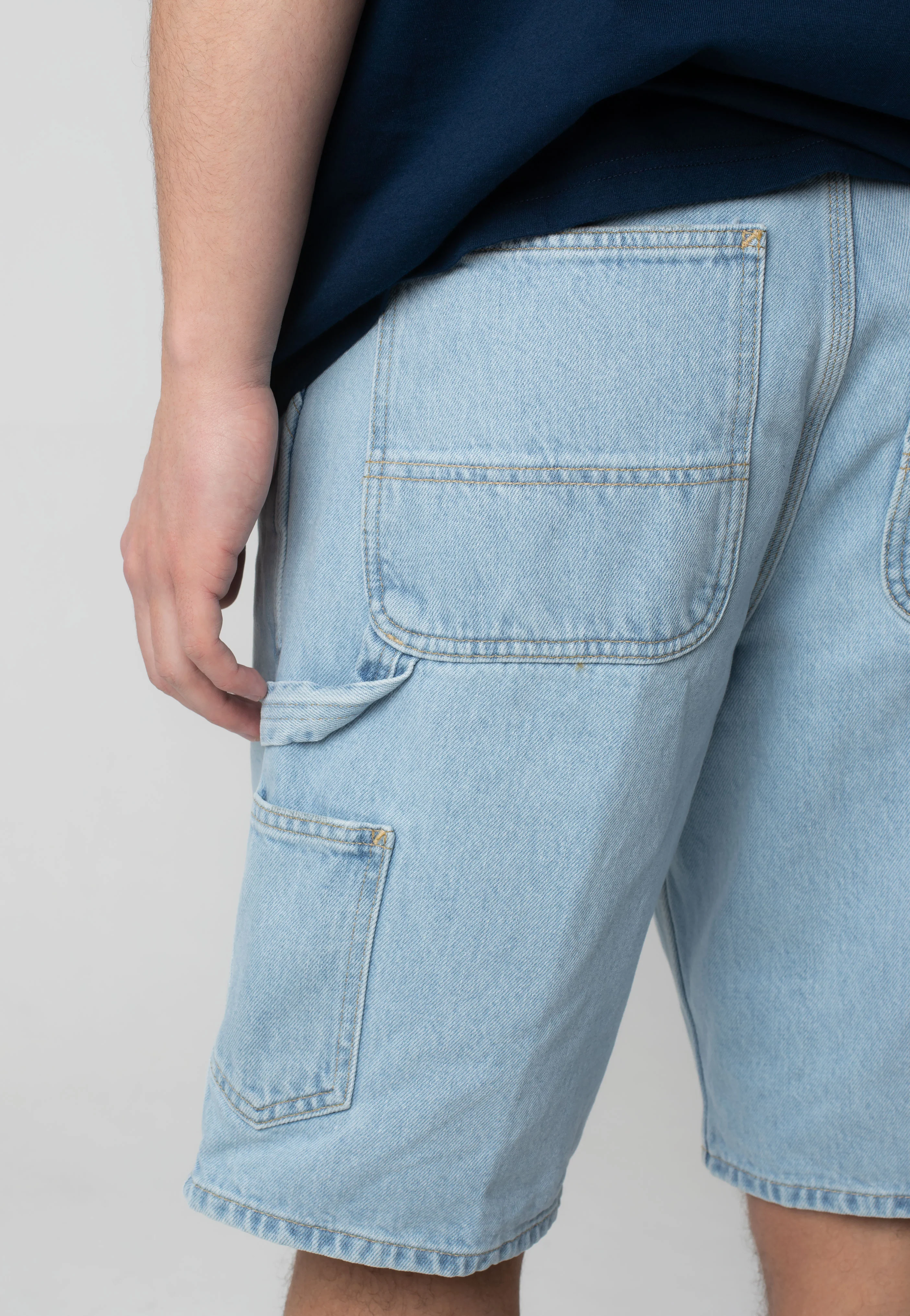 Single Knee Heavy Stone Bleached Blue - Shorts - Image 6
