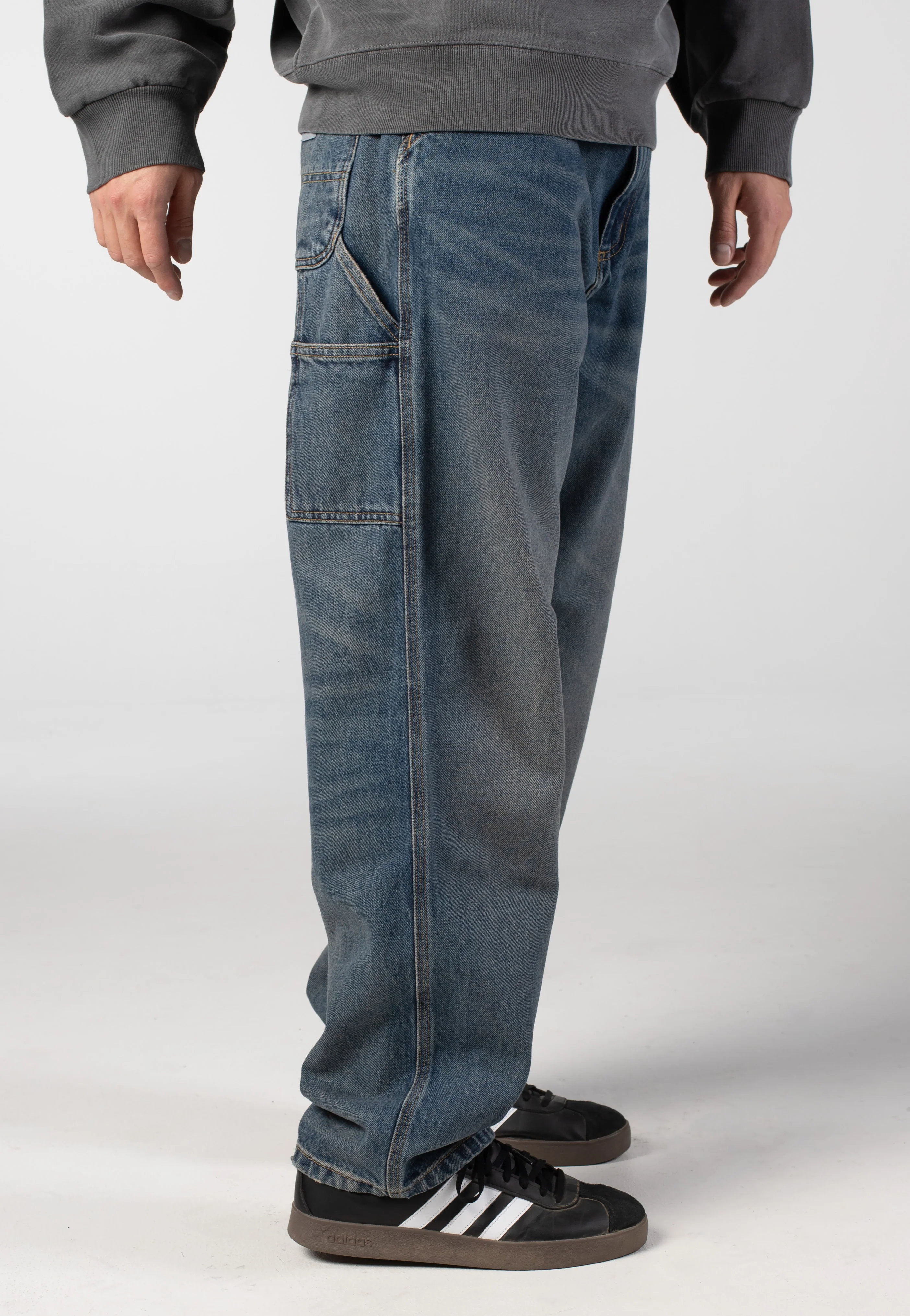 Single Knee Worn Used Wash Blue - Pants - Image 4