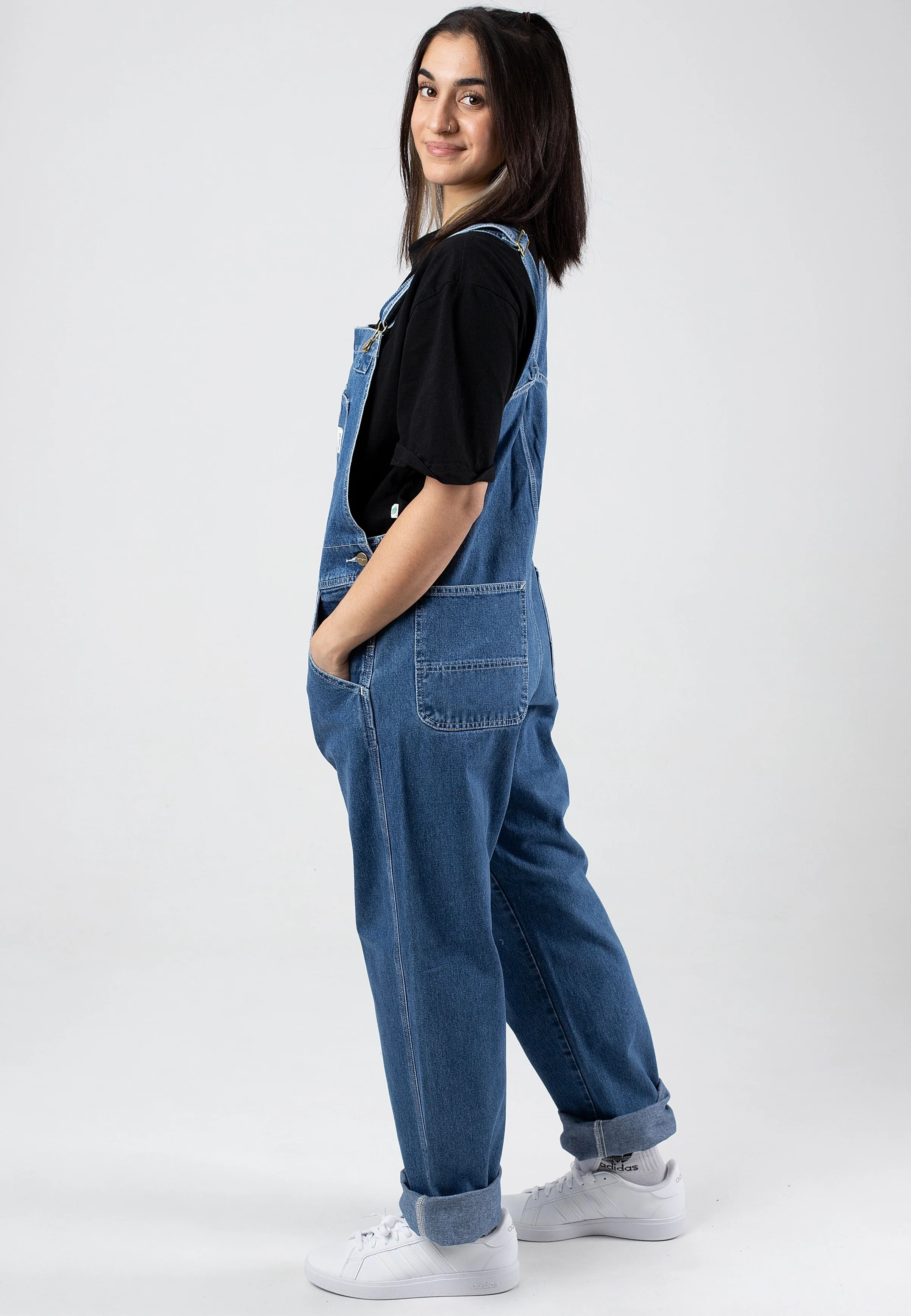 W' Bib Overall Straight Stone Washed Blue - Dungarees - Image 2