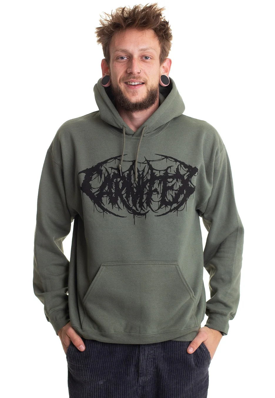 Defend Death Metal Military Green - Hoodie - Image 3