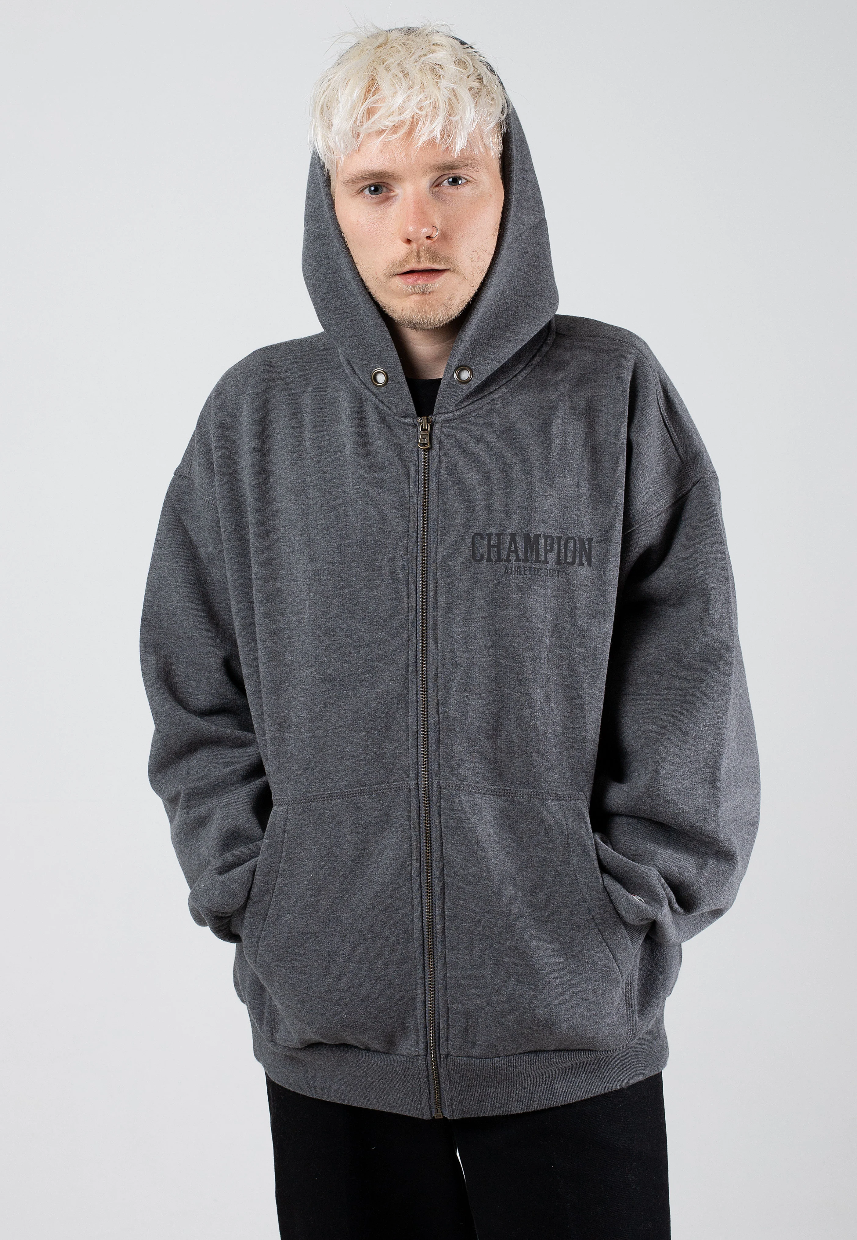 Hooded Full Zip Gray Melange/Light - Zipper