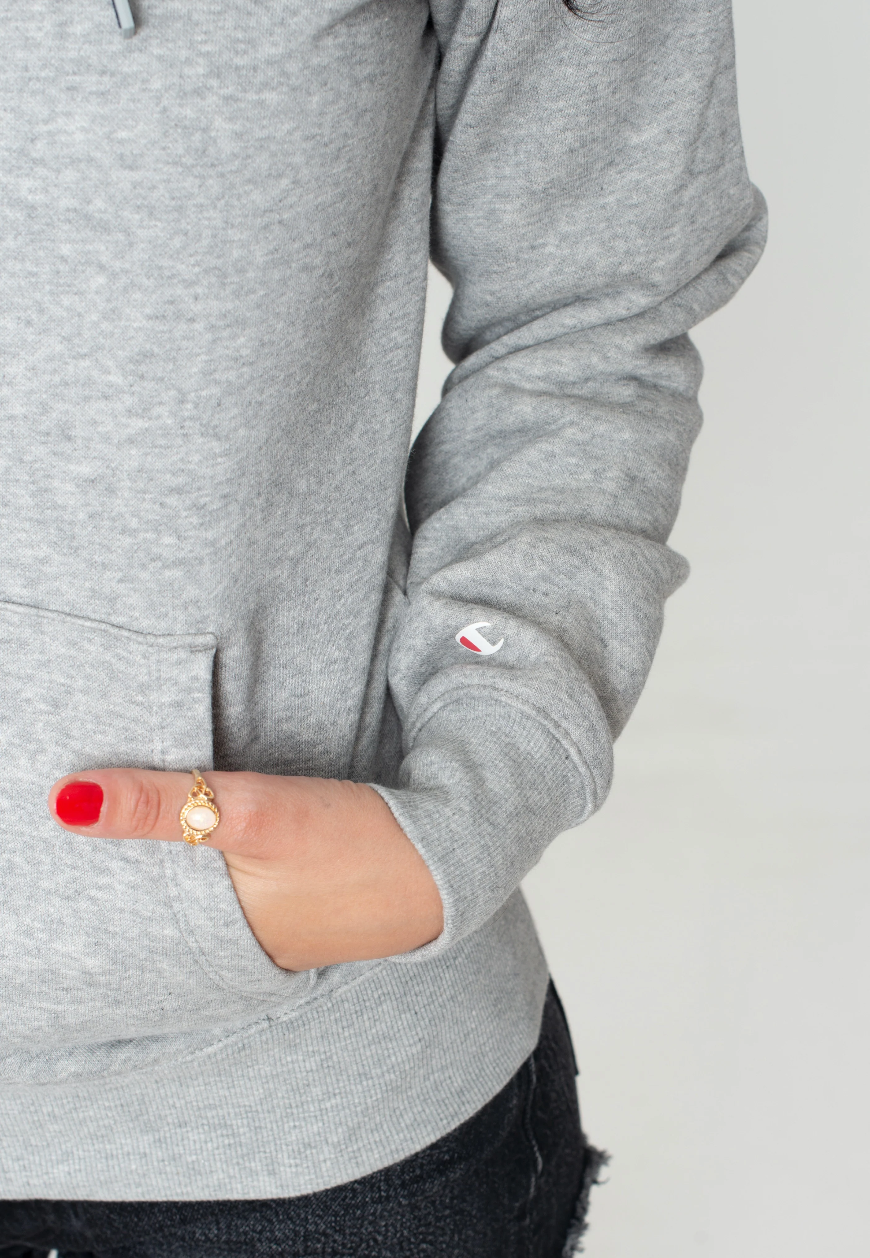Hooded Sweatshirt Gray Melange Light - Hoodie - Image 2