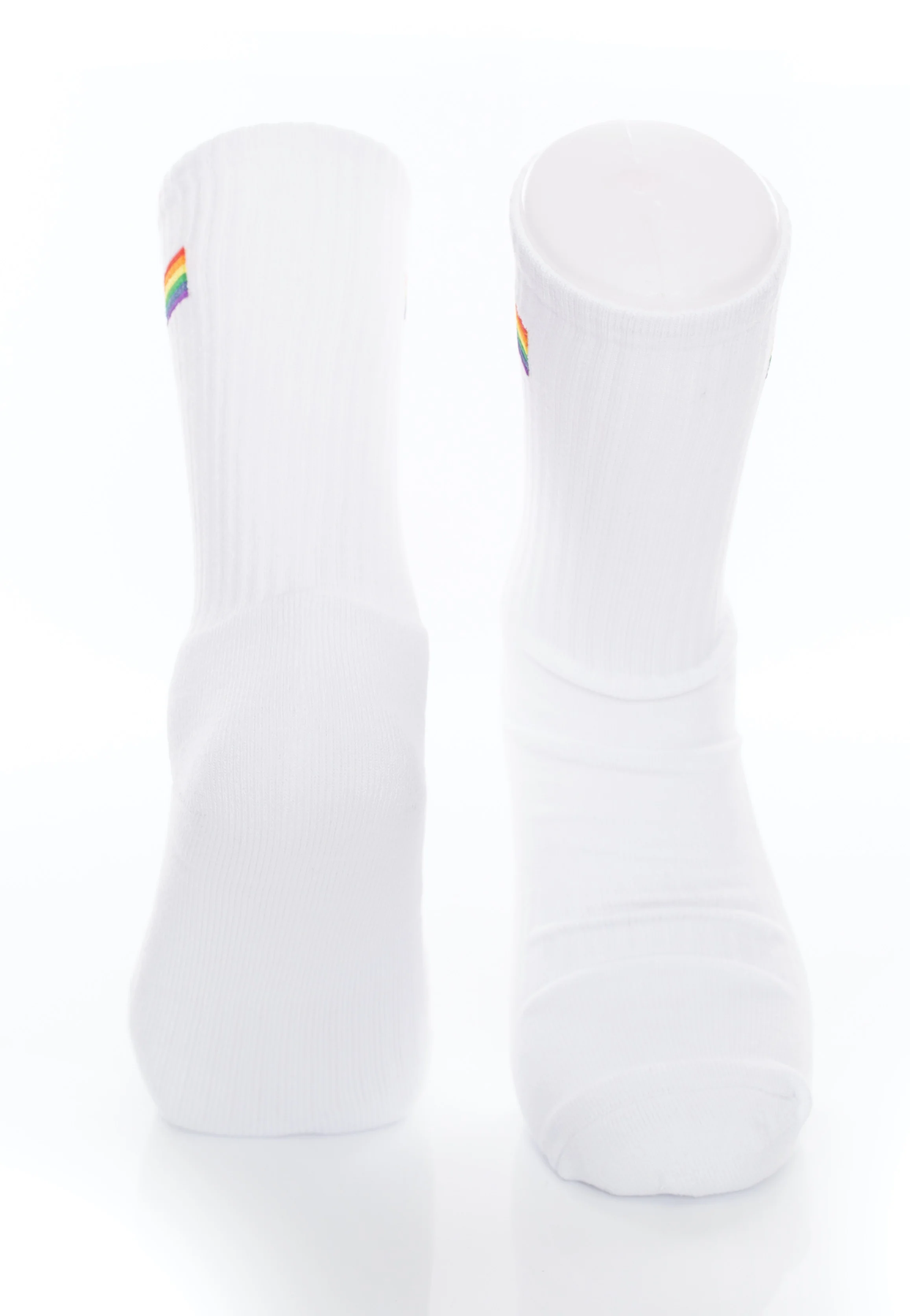 Rainbow Pride Flag Embroidery White - Socks - Image 3