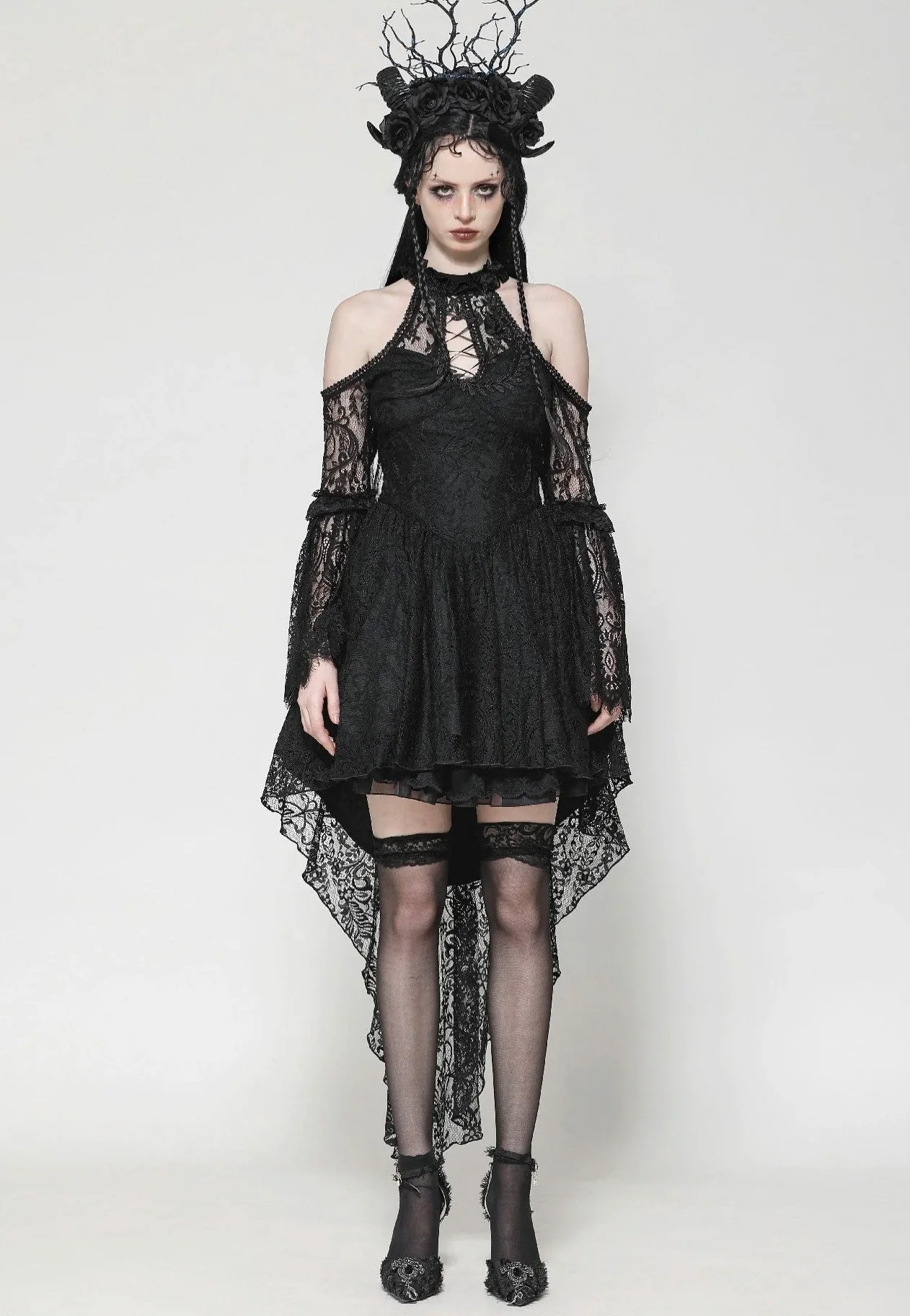 Black Gothic Rose Vine Lace Tail - Dress - Image 2