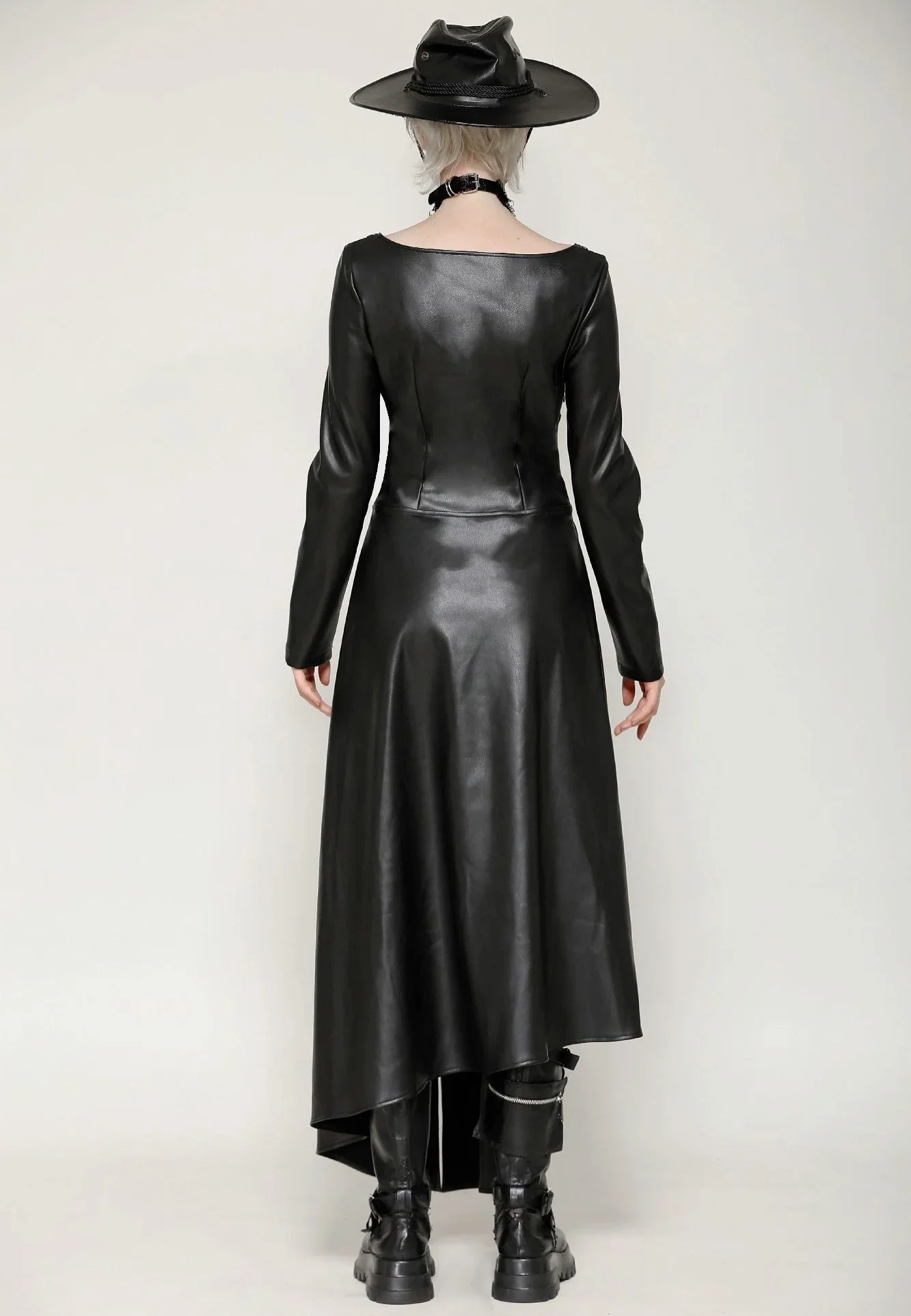 Edgy Leather Punk Asymmetrical - Dress - Image 10