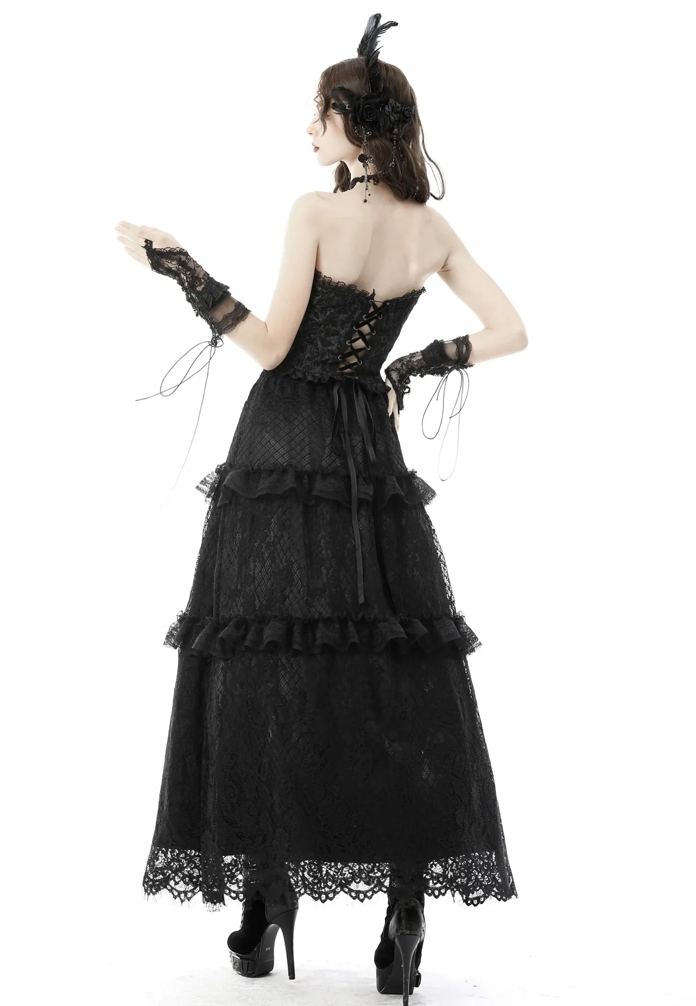 Gothic Hollow Out Sexy Jacquard Black - Corset - Image 4
