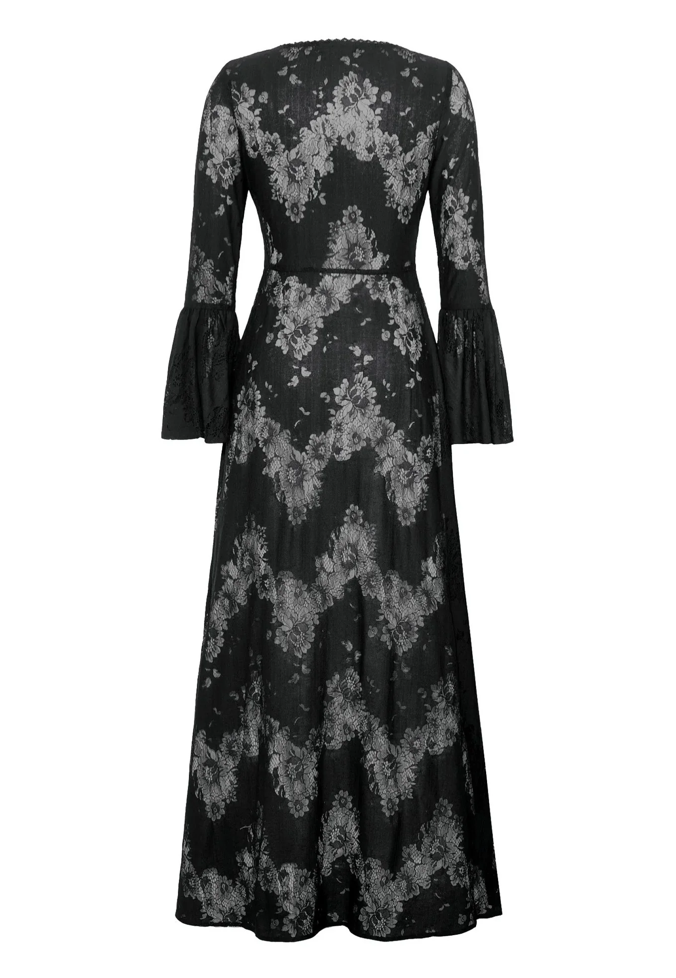 Gothic Lace Trimmed Elegant Long - Robe - Image 7