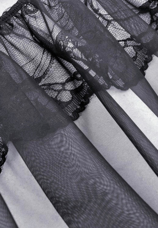 Gothic Sexy Transparent Hearted Layer Lace Mesh Black - Dress - Image 14