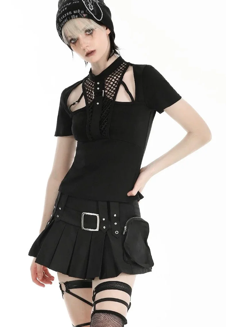 Punk Hollow Sexy Mesh Black - Top
