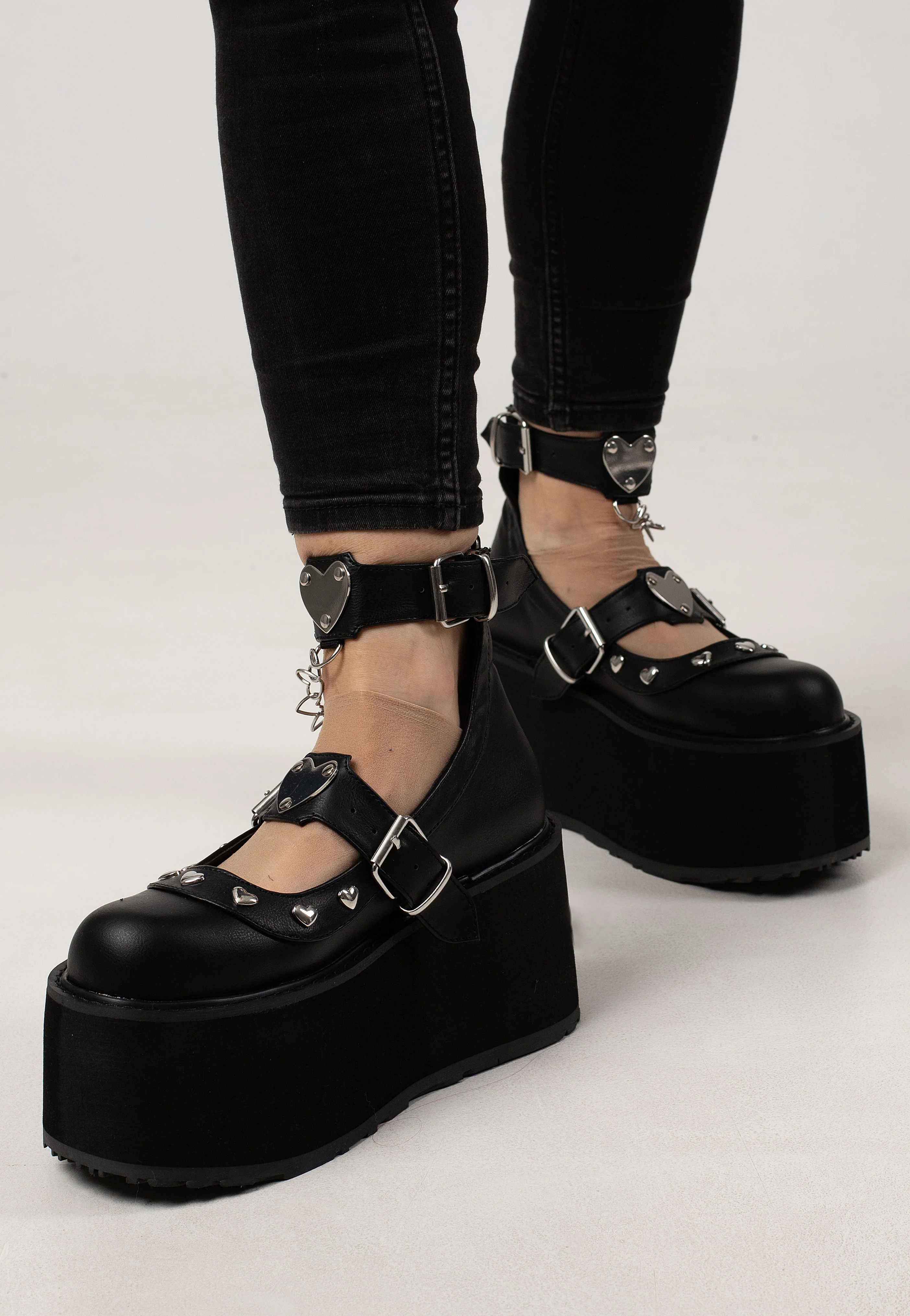 4 1/2 Platform Dual Strap Black - Girl Shoes - Image 7