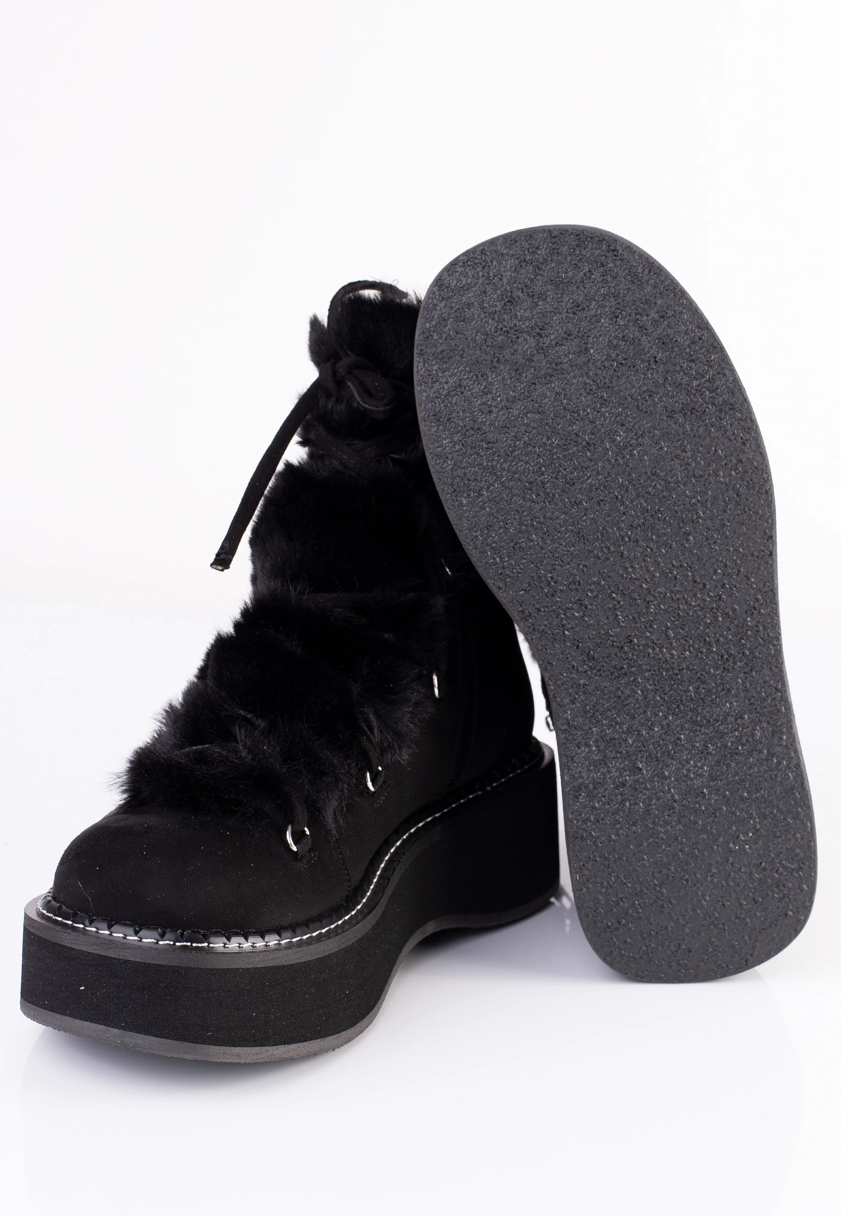 Emily 55 Black Vegan Suede Faux Fur - Girl Shoes - Image 4