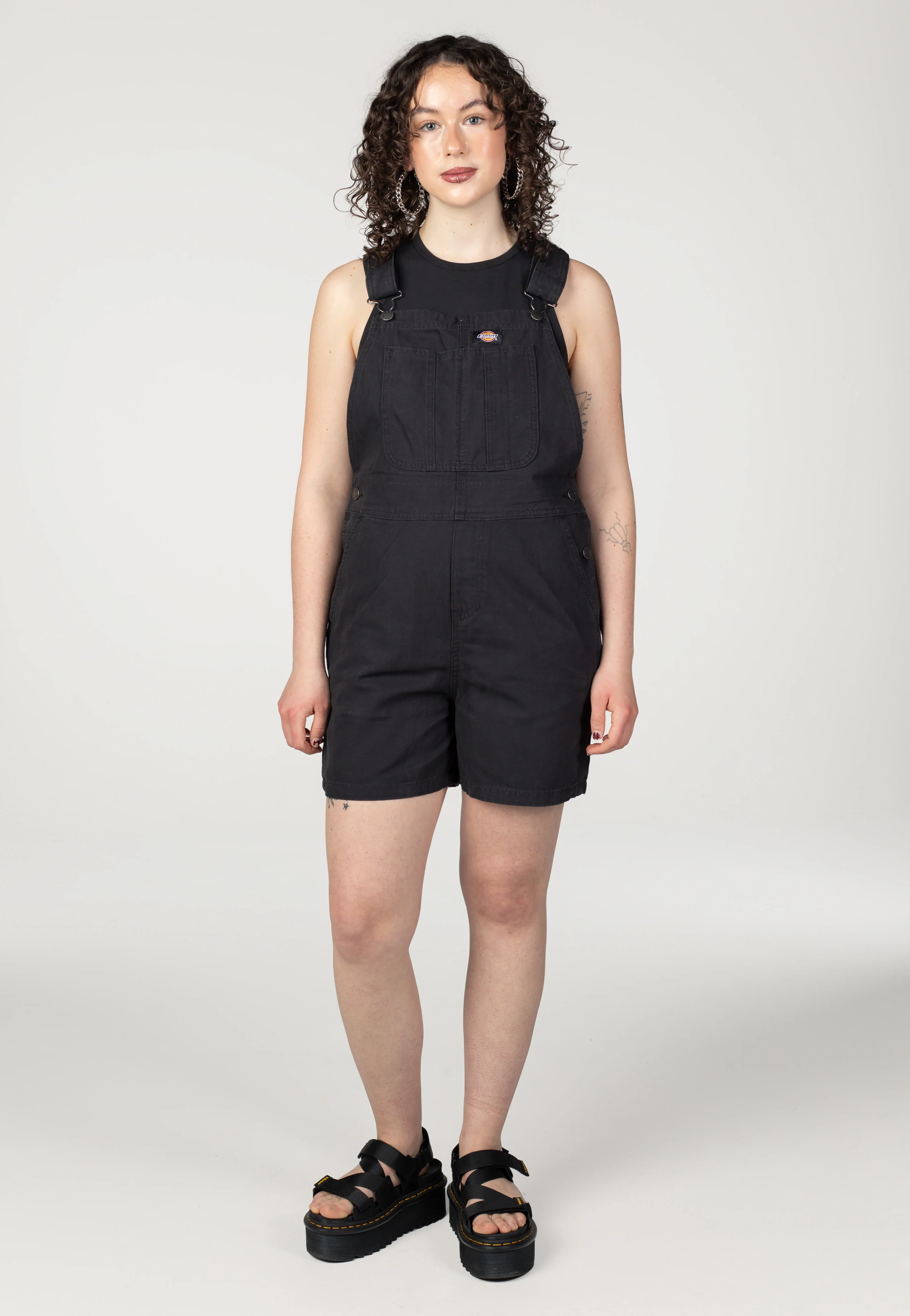 Canvas Short Bib W Black - Dungarees