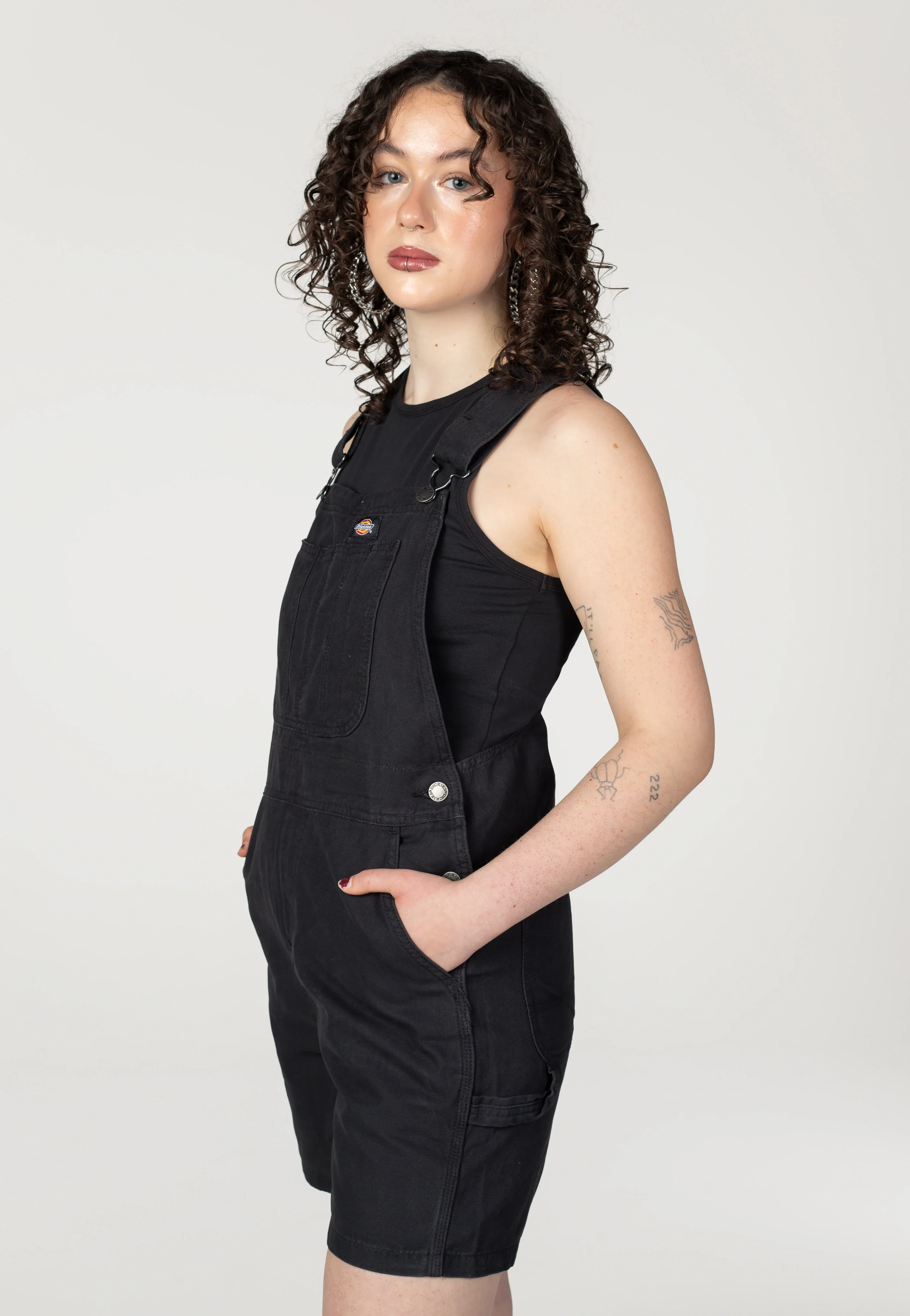 Canvas Short Bib W Black - Dungarees - Image 5