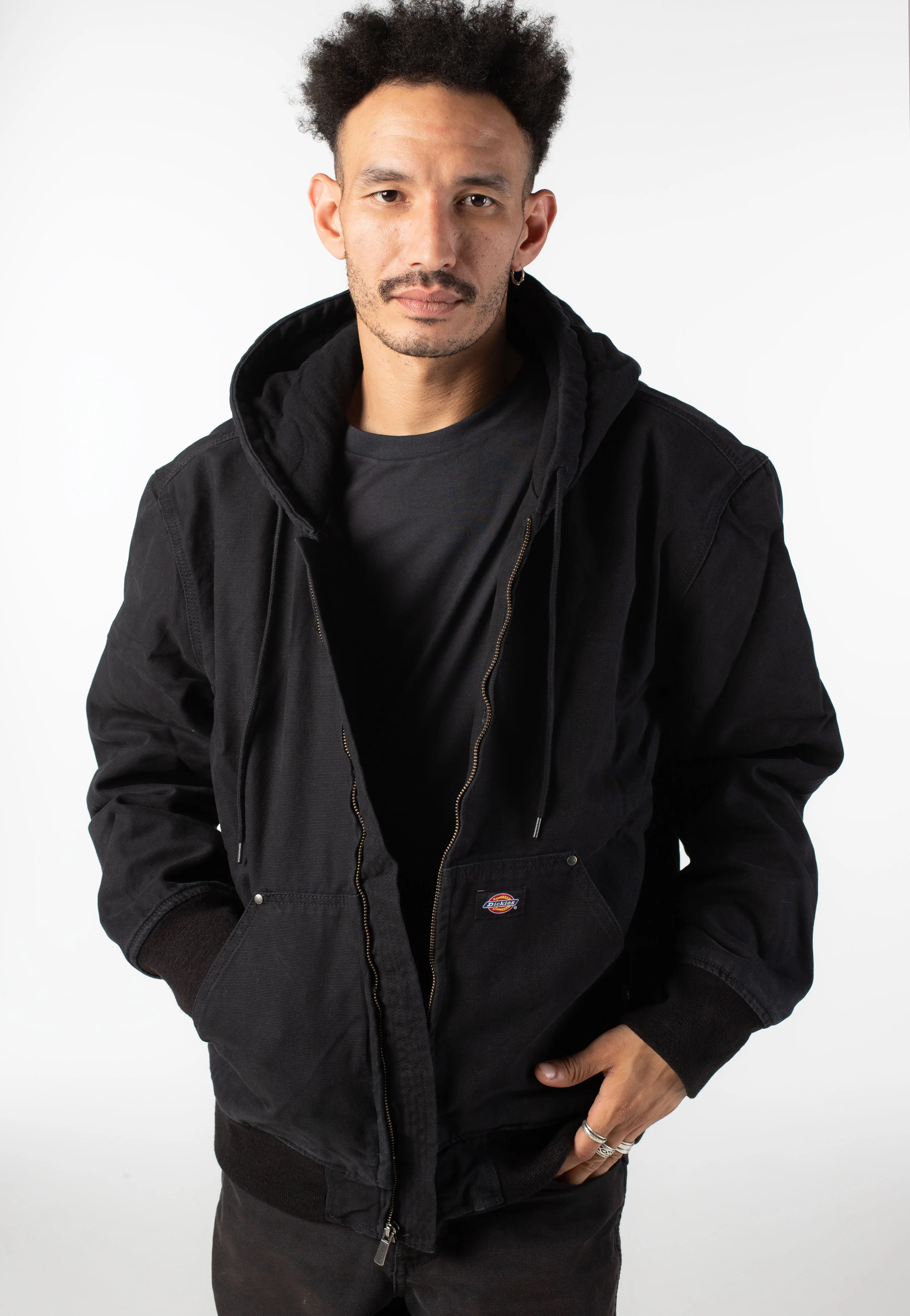 Hilham Hooded Canvas Black - Jeans Jacket - Image 2