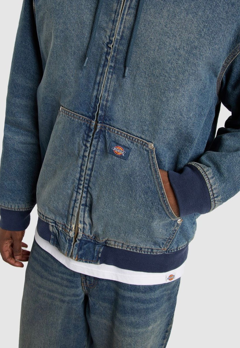 Hilham Hooded Khaki Tinted Blue - Jeans Jacket - Image 6