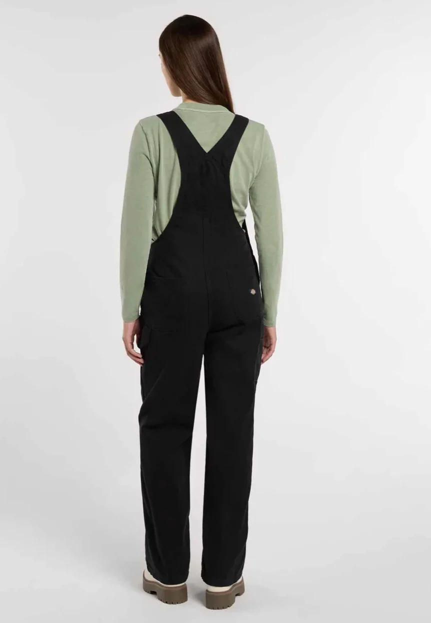 Loose Canvas Bib W Black - Pants - Image 3