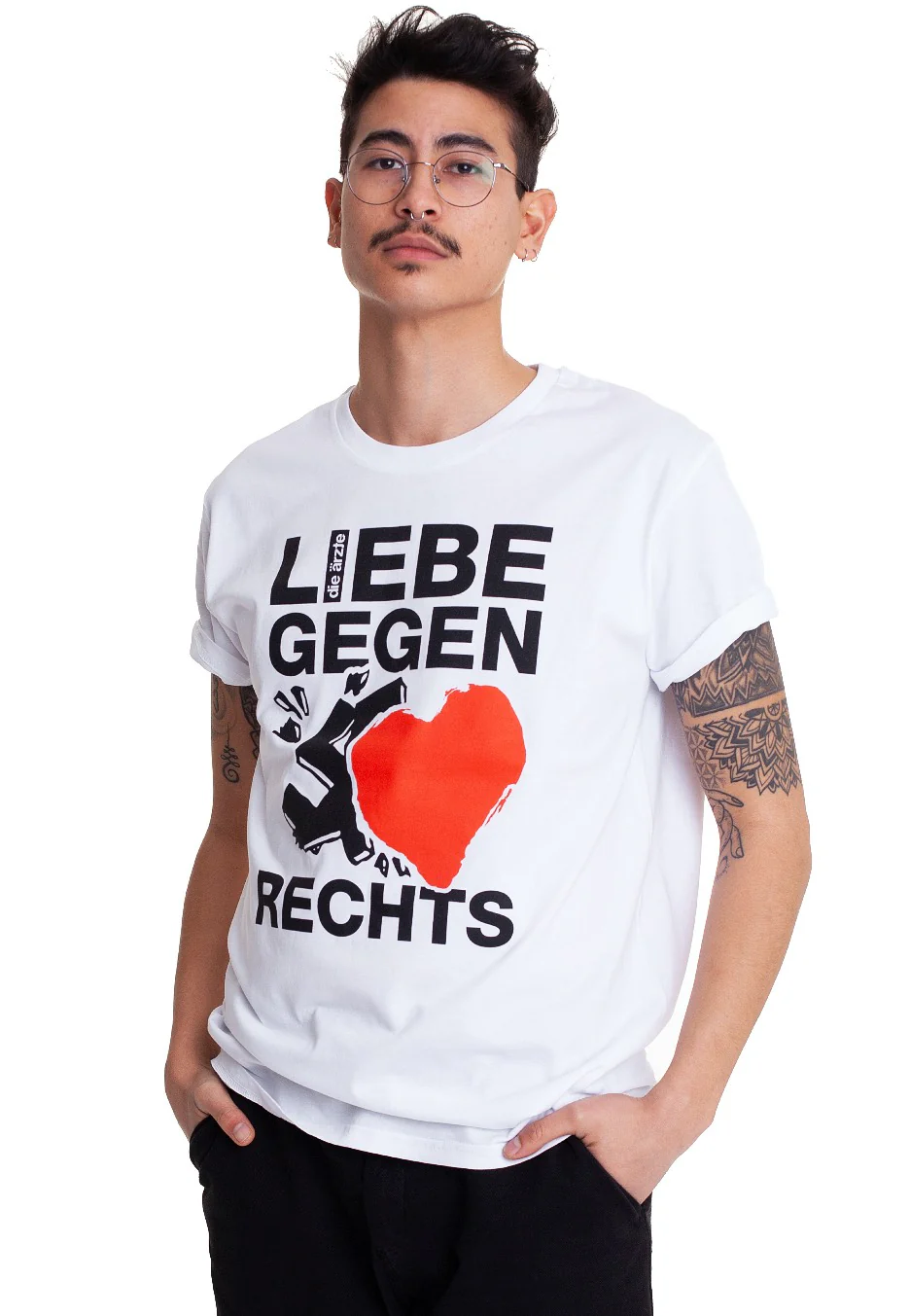 Liebe Gegen Rechts White - T-Shirt - Image 3