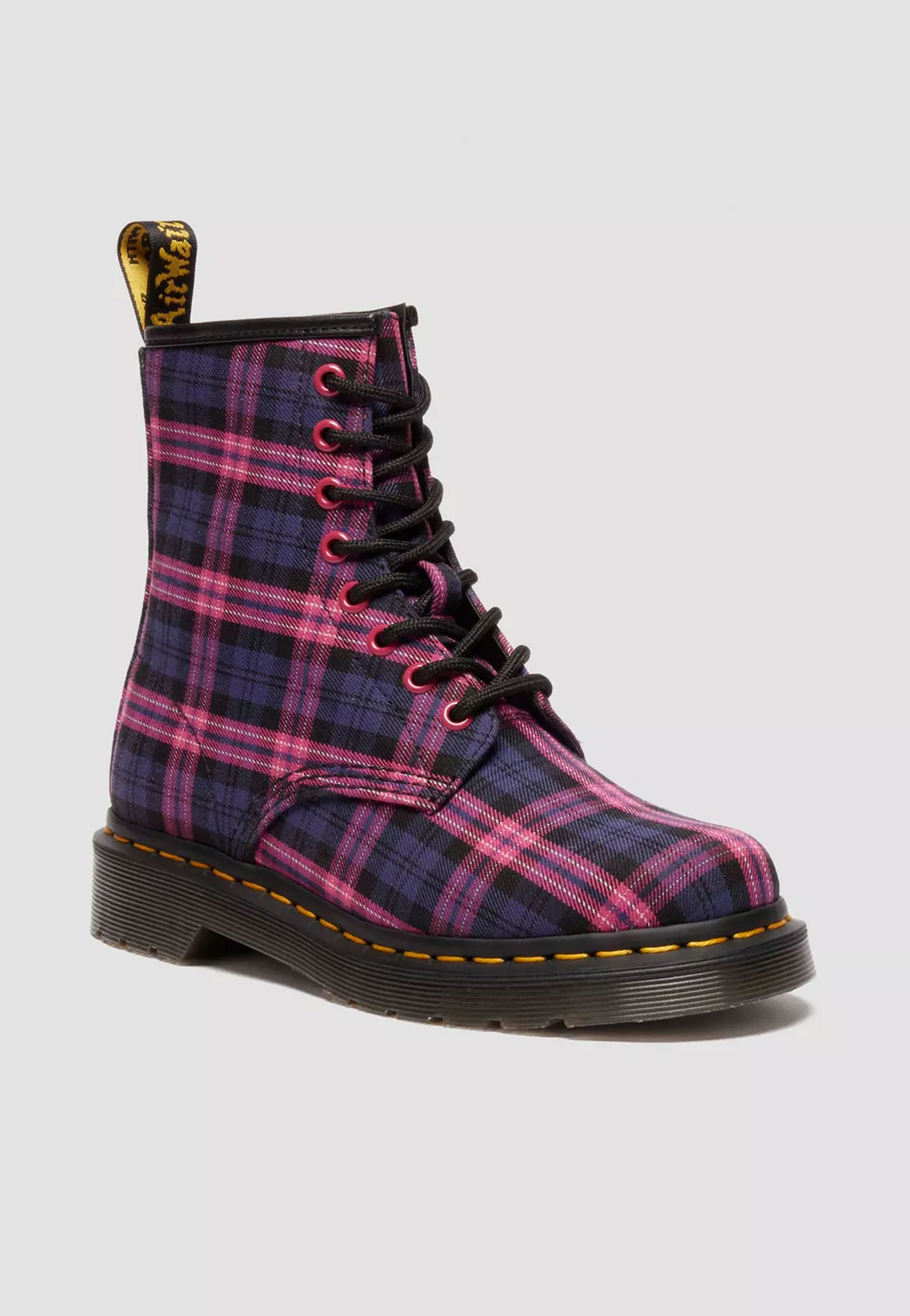 1460 8 Eye Pink Multi Tartan - Girl Shoes - Image 5