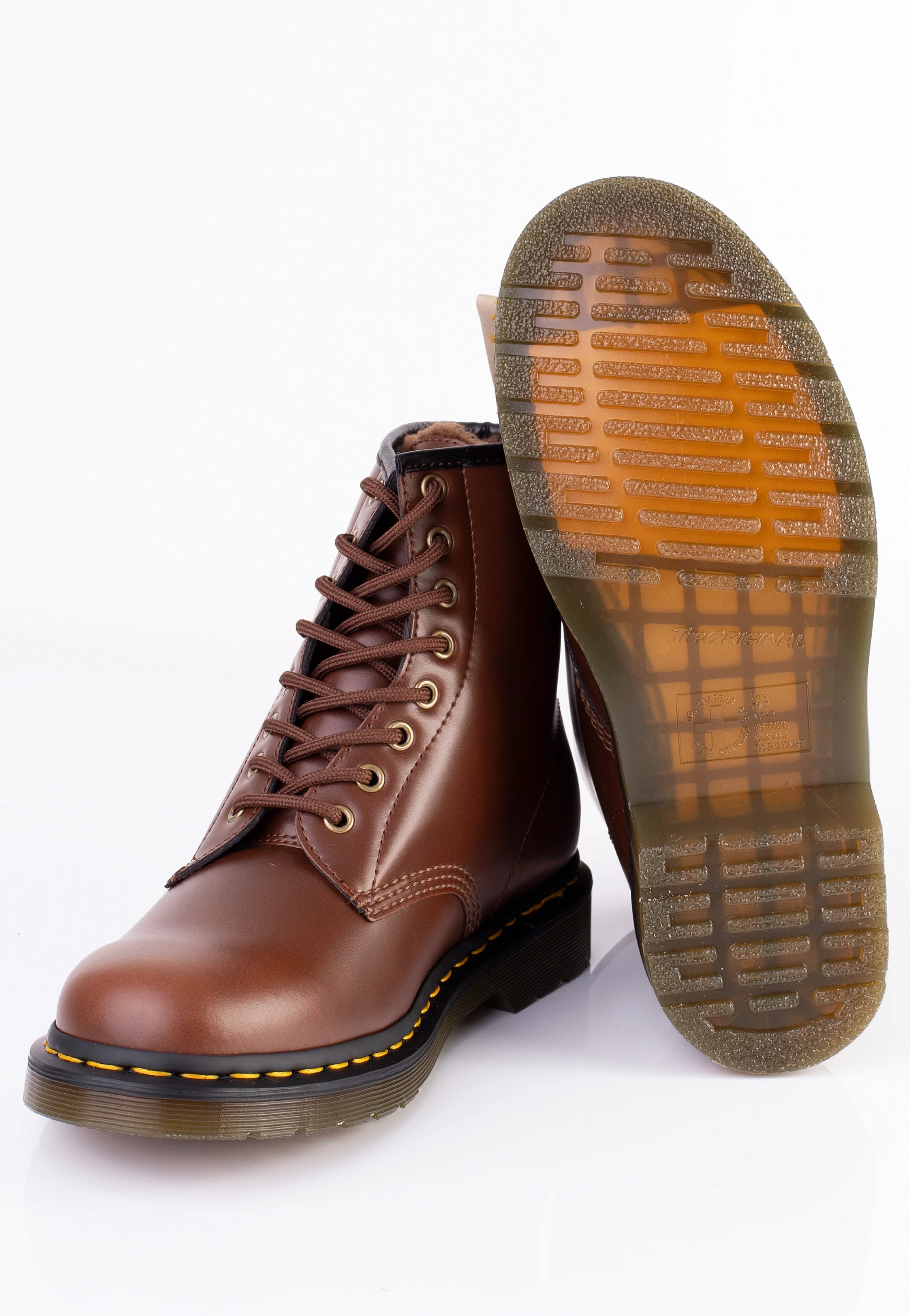 Vegan 1460 Brown Norfolk Flat & Brown Borg Fleece - Shoes - Image 4