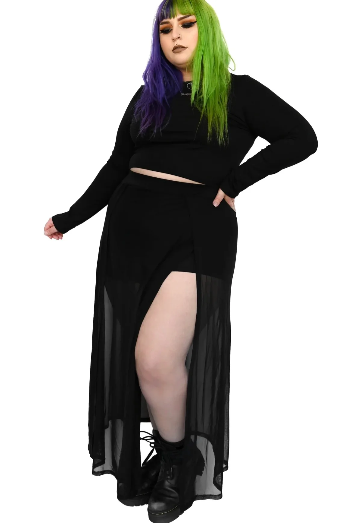 Mesh Darla Maxi With Built In Shorts Black - Skirt - Image 3