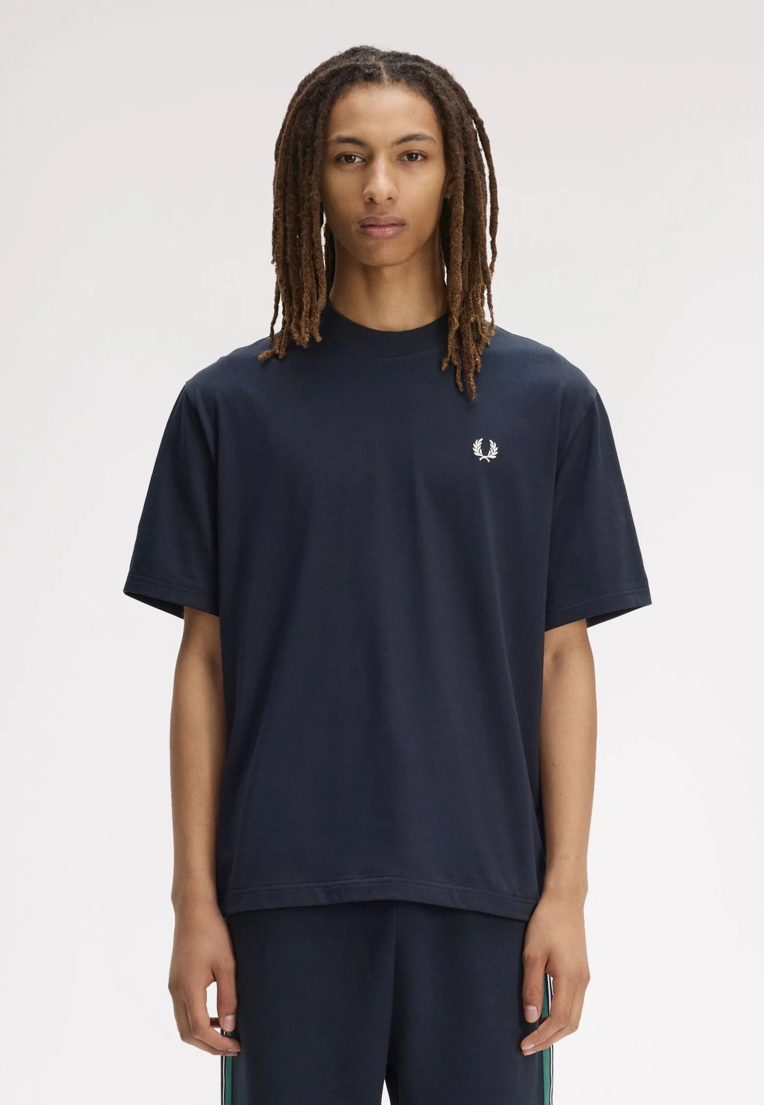 Back Print Fred Perry Text Navy - T-Shirt - Image 4