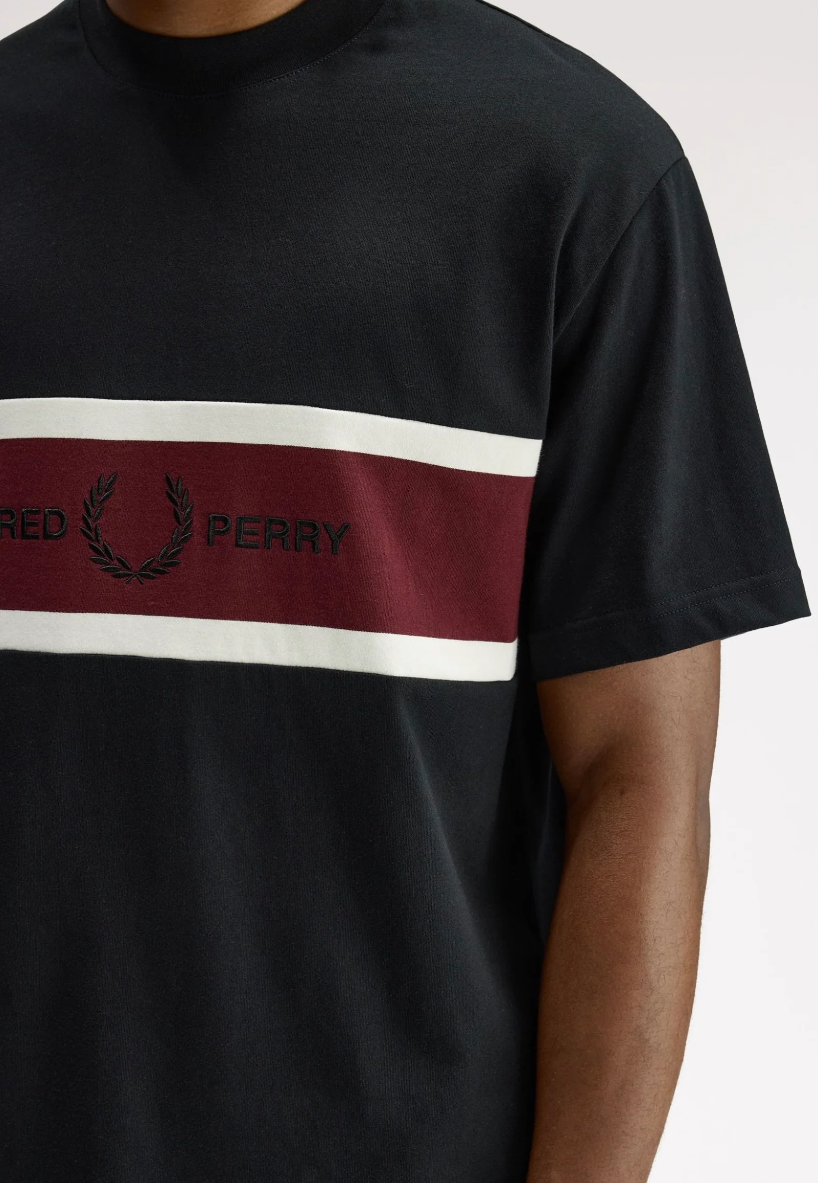 Embroidered Panel Black - T-Shirt - Image 3