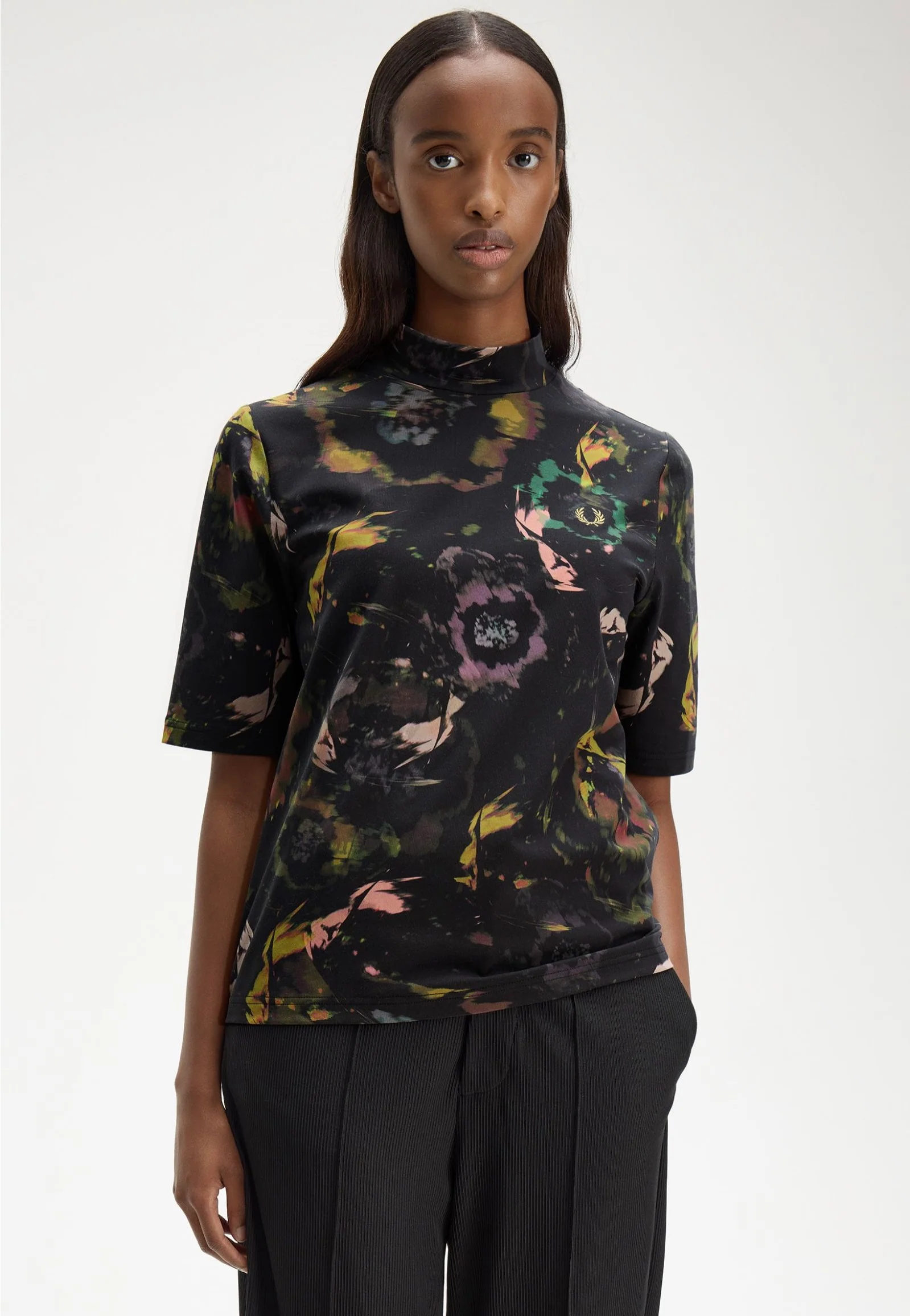 Floral Print Black - T-Shirt - Image 2
