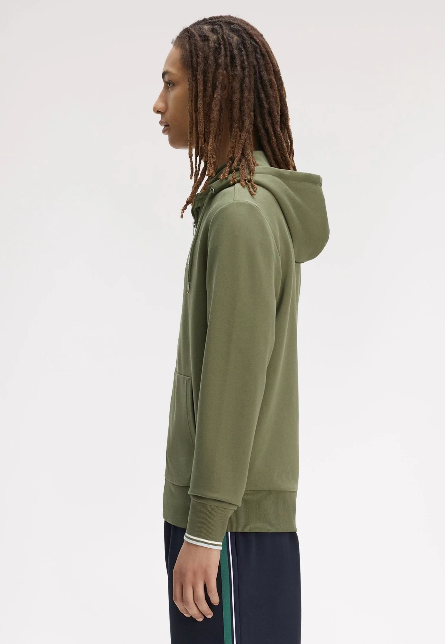 Hooded Zip-Through Laurel Wreath Green/Ecru/Dusky Blue - Zipper - Image 8