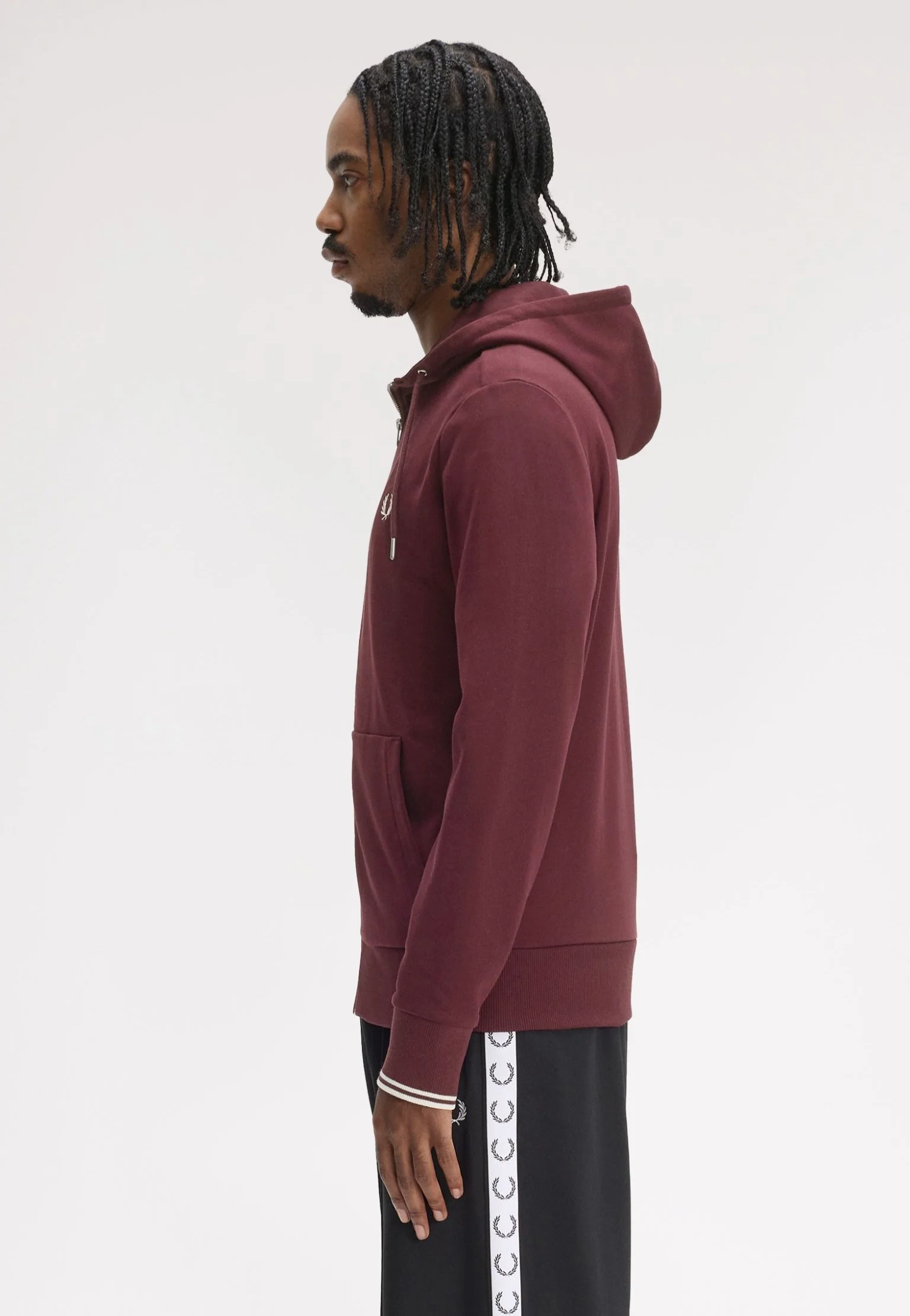 Hooded Zip Through Oxblood/Ecru/Ecru - Zipper - Image 7