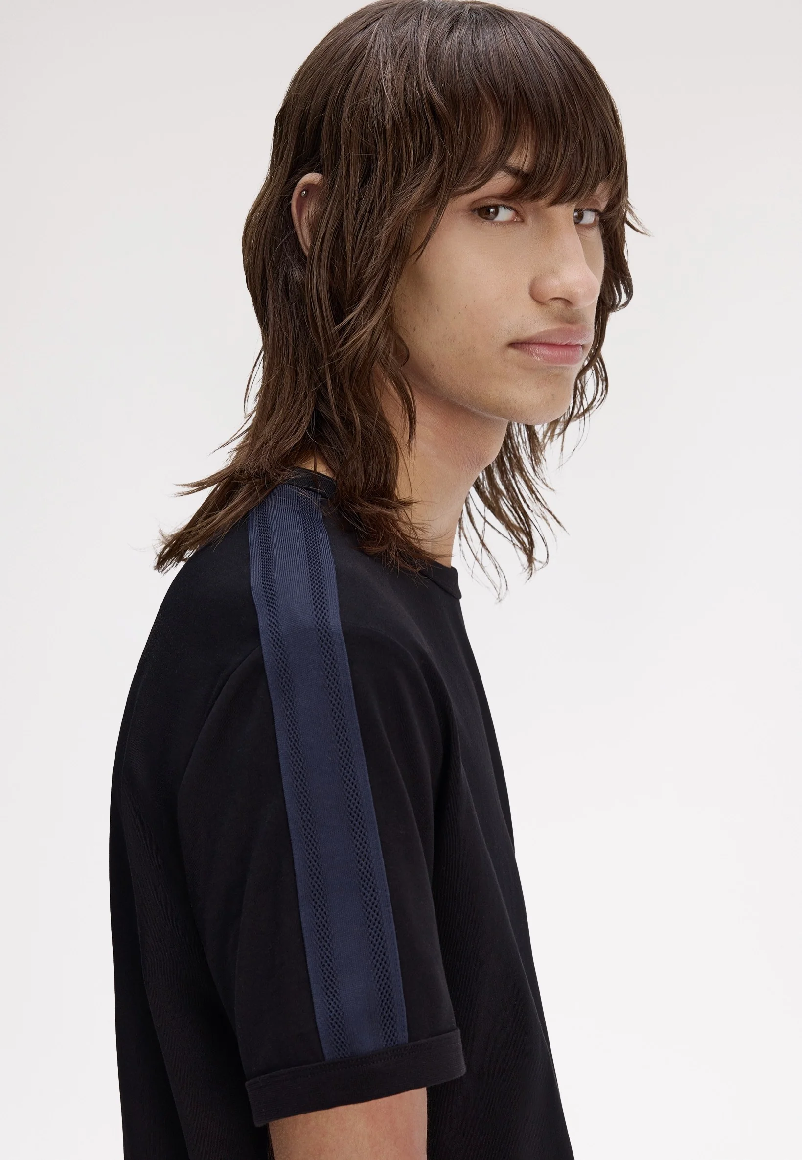 Mesh Taped Ringer Black - T-Shirt - Image 2