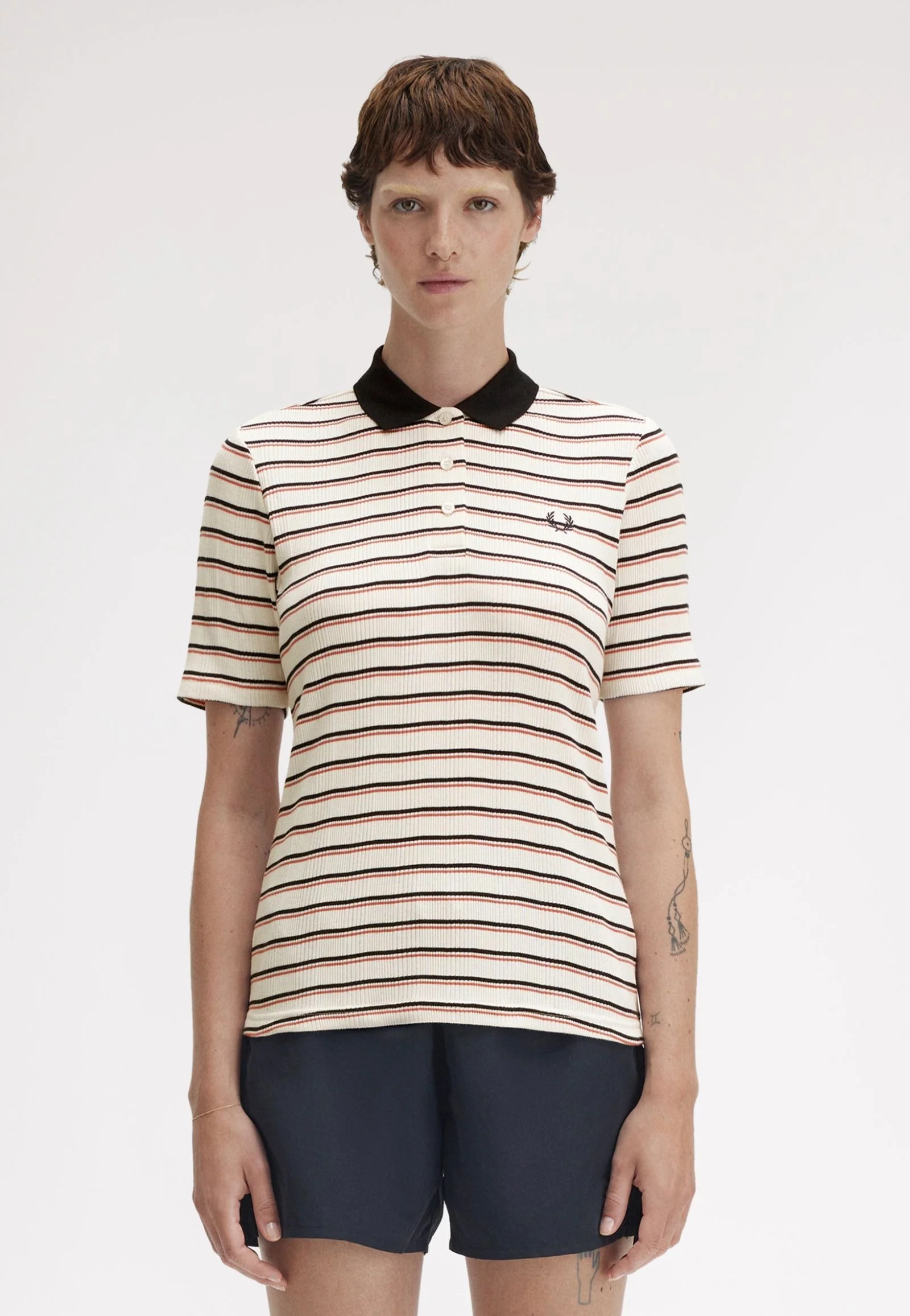 Striped Ribbed Silky Peach - Polo - Image 5