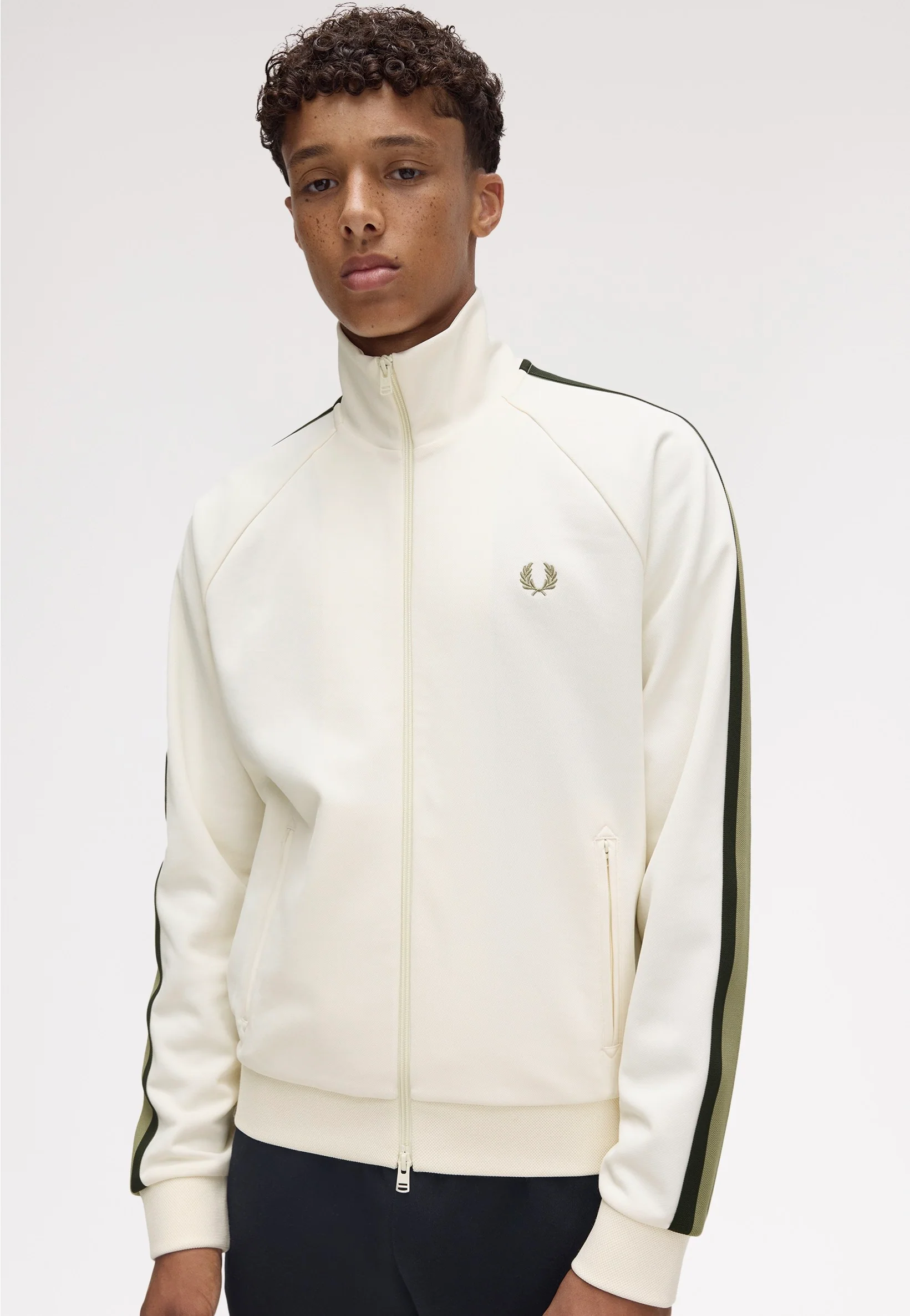 Two Colour Tape Light Ecru - Track Jacket
