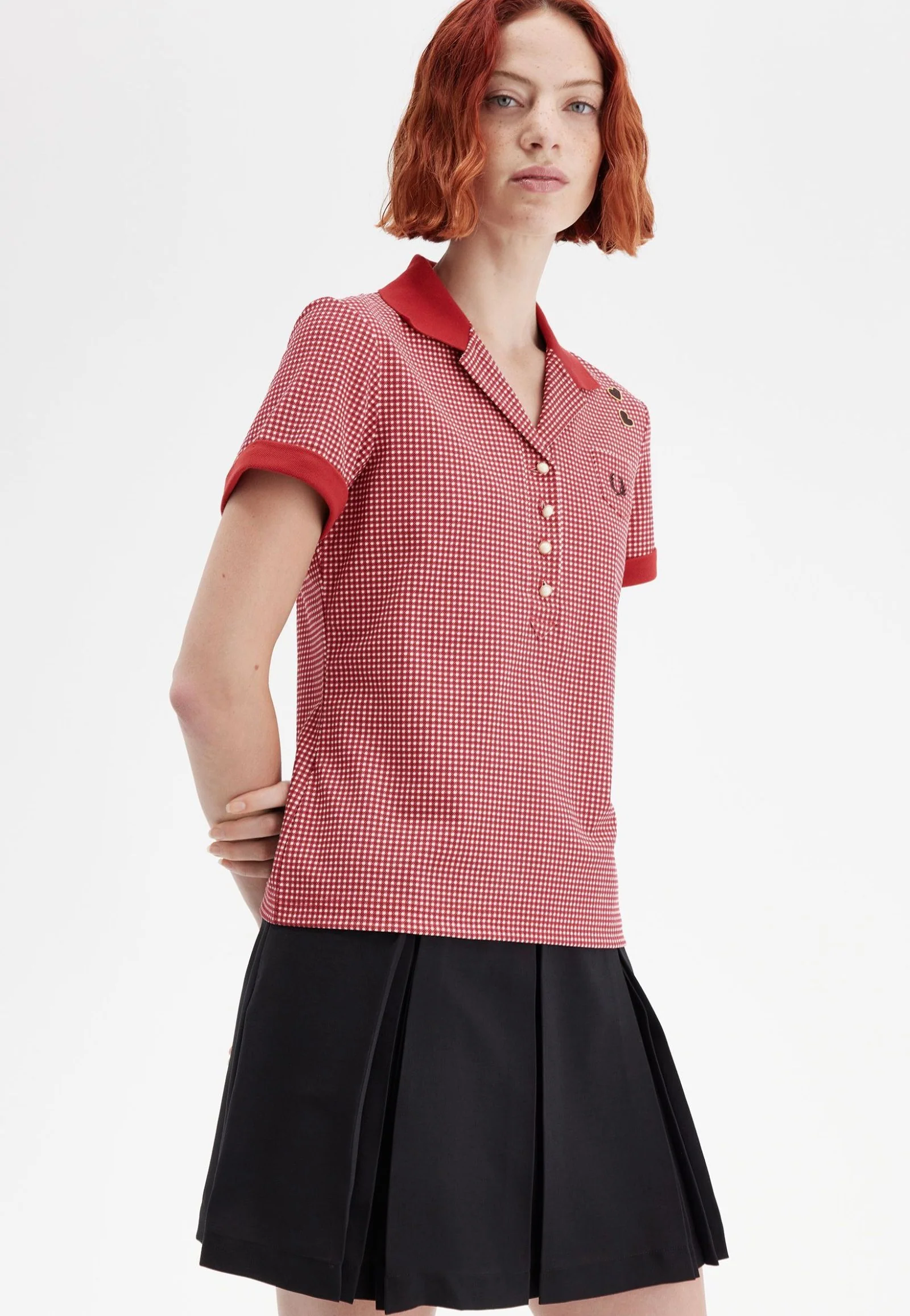 Fred Perry x Amy Winehouse - Gingham Print Burnt Red - Polo - Image 3