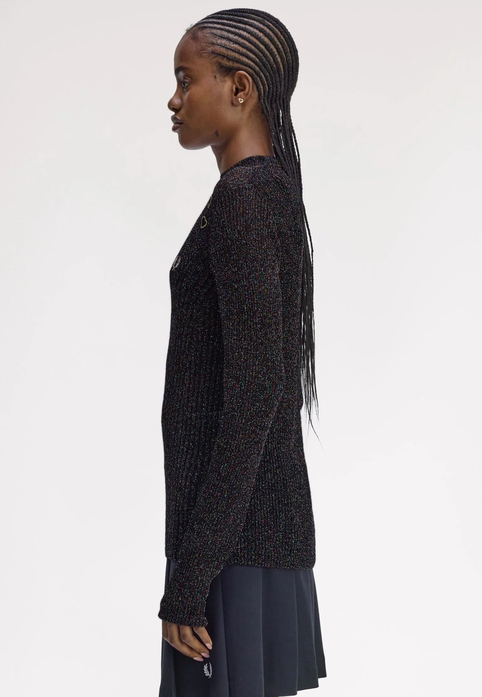Fred Perry x Amy Winehouse - Open-Knit Metallic Ribbed Black - Top - Image 5