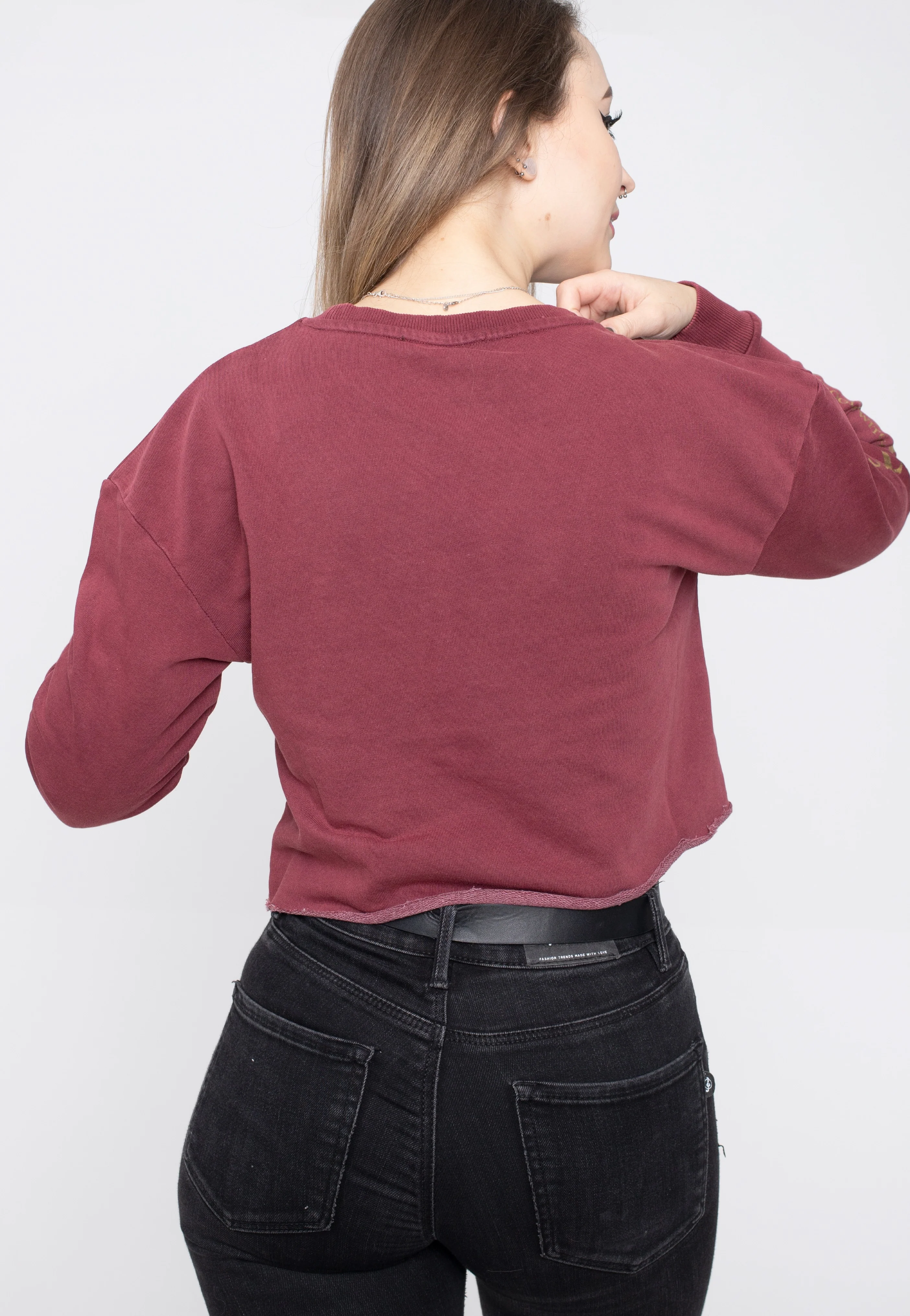 Gryffindor Cropped Wine Red Acid Wash - Sweater - Image 3