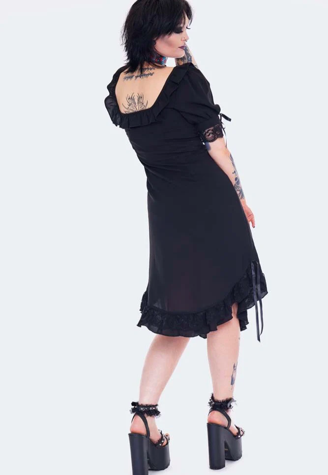 Lace Neck Black - Dress - Image 4