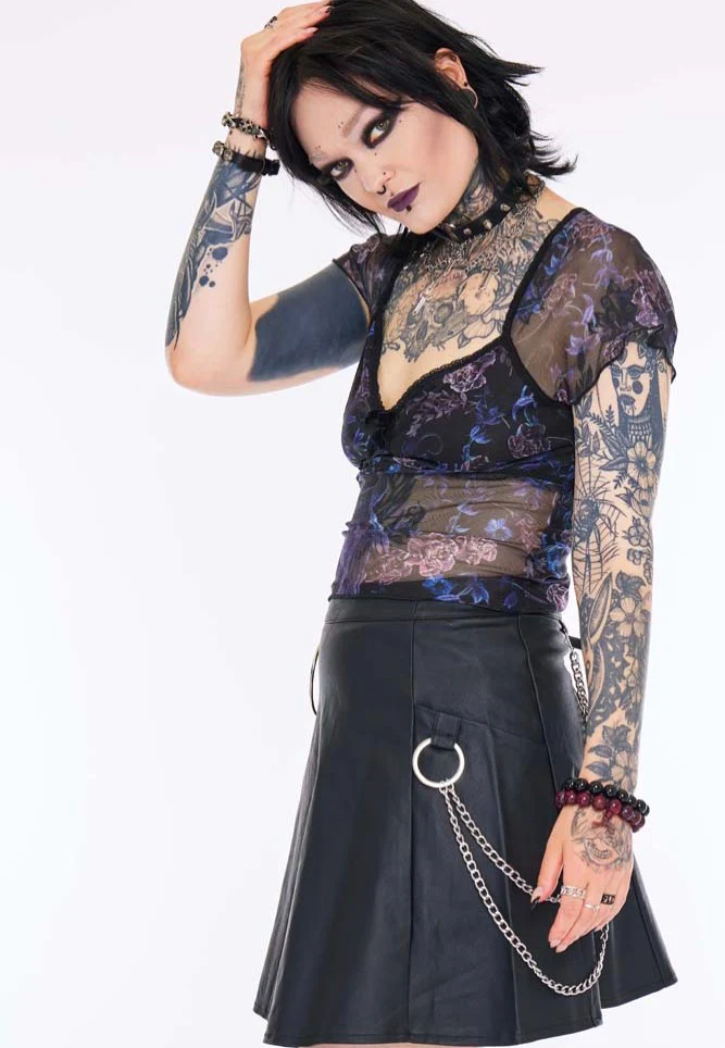 Night Crow Printed Mesh Black - Top - Image 2