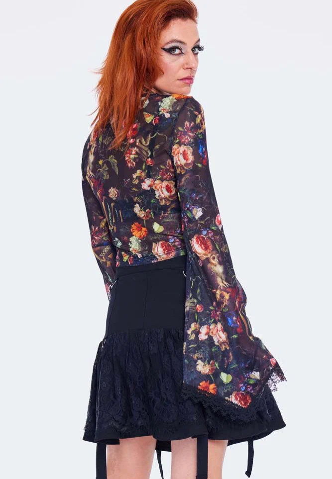 Night Garden Mesh Crop Black - Top - Image 3