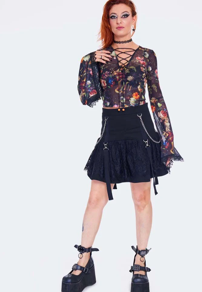 Night Garden Mesh Crop Black - Top - Image 5