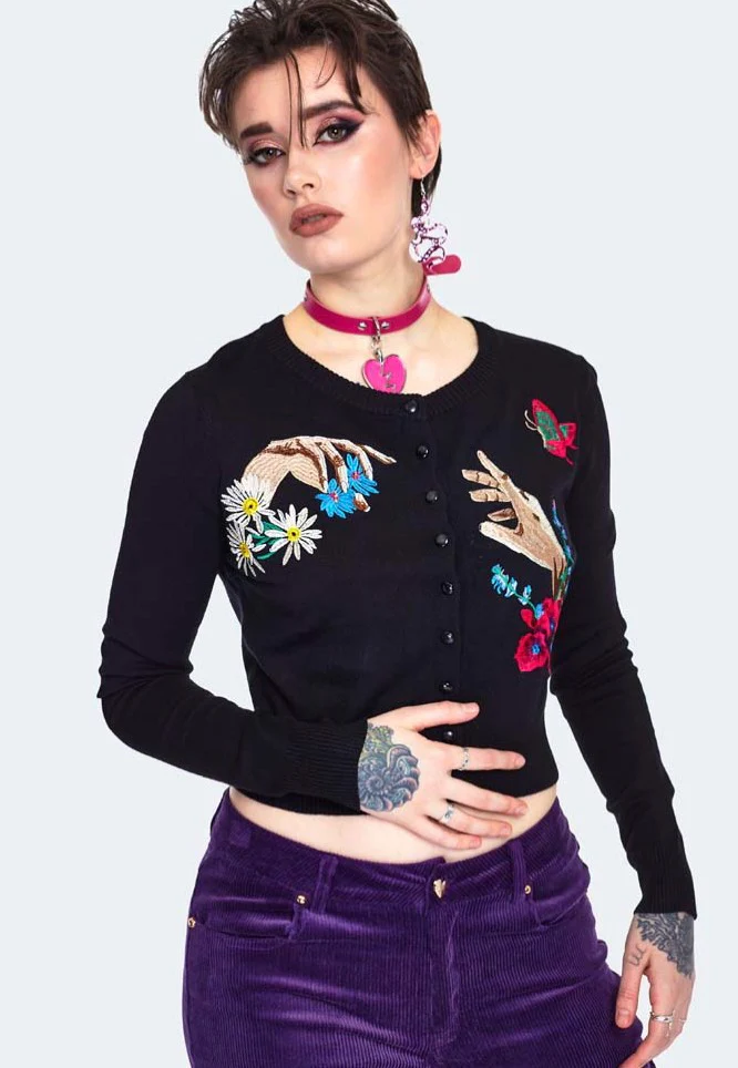 Night Meadow Embroidered Black - Cardigan - Image 2