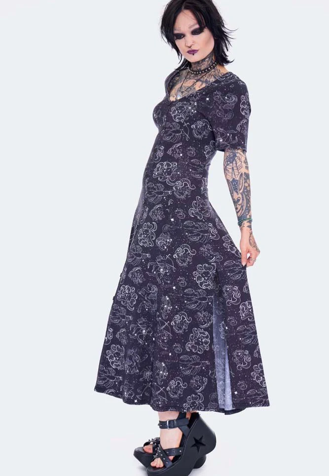 Zodiac Constellation Midi Black - Dress - Image 2