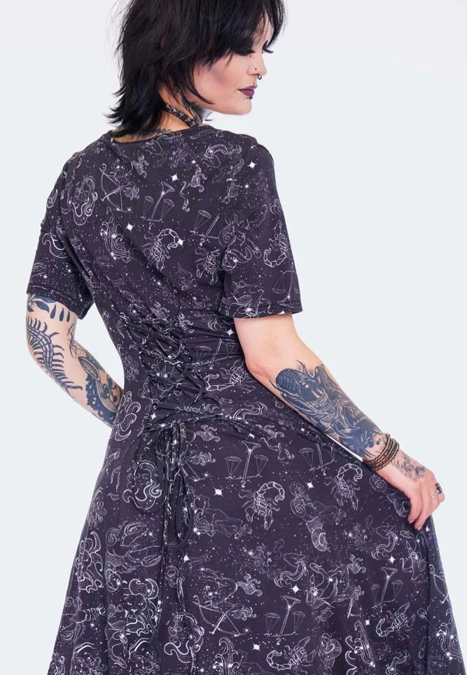 Zodiac Constellation Midi Black - Dress - Image 3